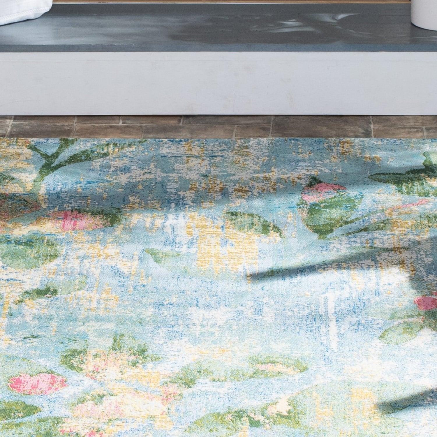 Barbados BAR522 Power Loomed Indoor and Outdoor Area Rug - Light Blue/Green - 5'3"x7'6" - Safavieh.