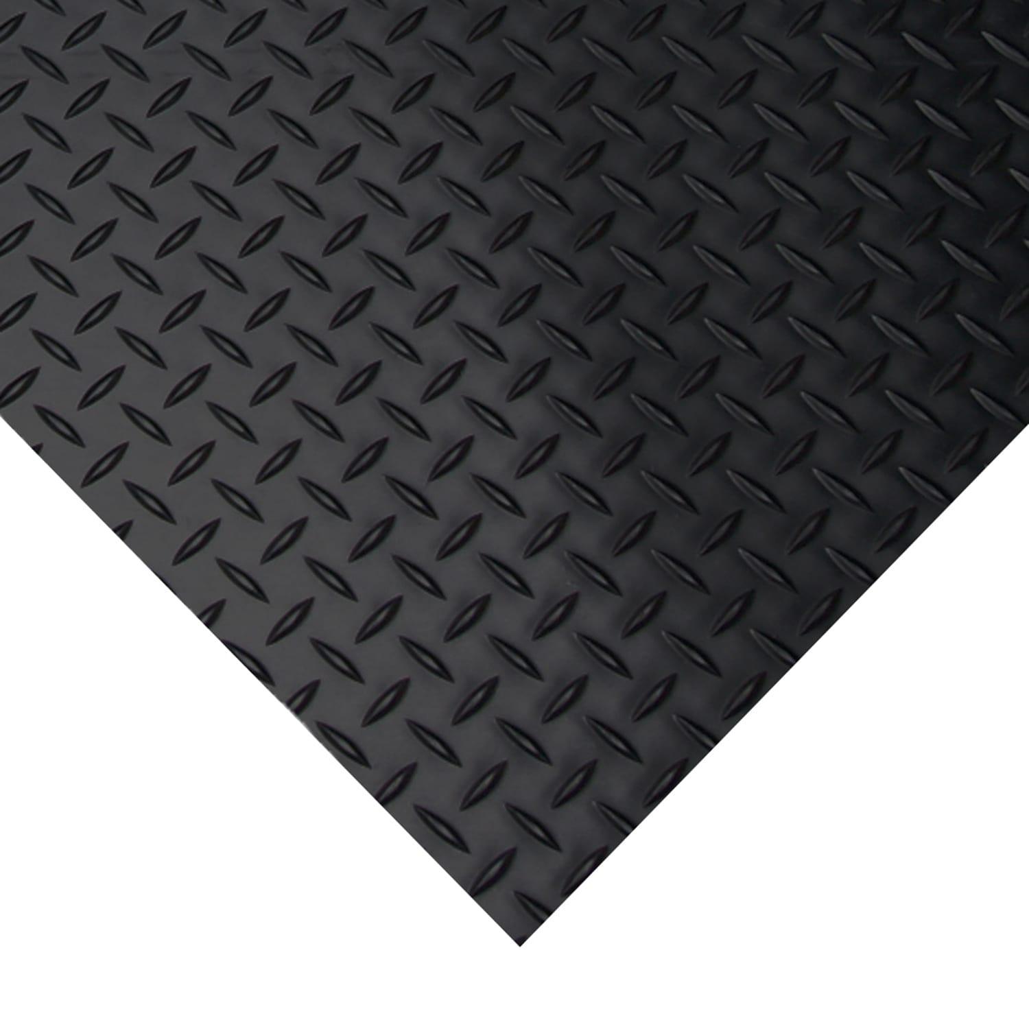 Rubber-Cal, Inc. Rubber-Cal "Diamond-Plate" Rubber Flooring Rolls Rubber-Cal, Inc. 48'' W x 24'' L Garage Flooring in Black