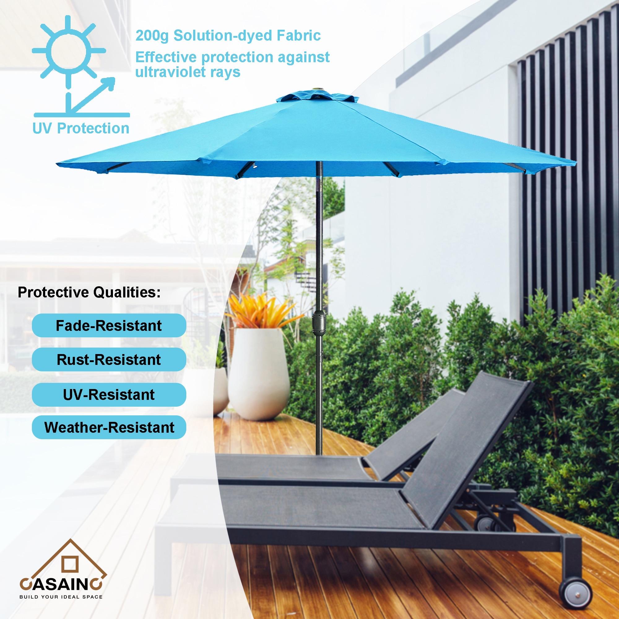 Pure Garden 9FT Outdoor Vented Patio Umbrella with Easy Crank (Blue)