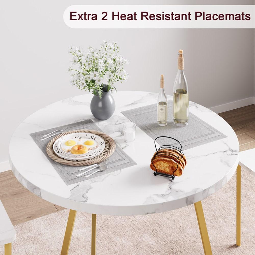 Dining Table Set for 2, Kitchen Table & Chair Sets for 2, Round Kitchen Table for Small Space, Apartment, Breakfast Nook