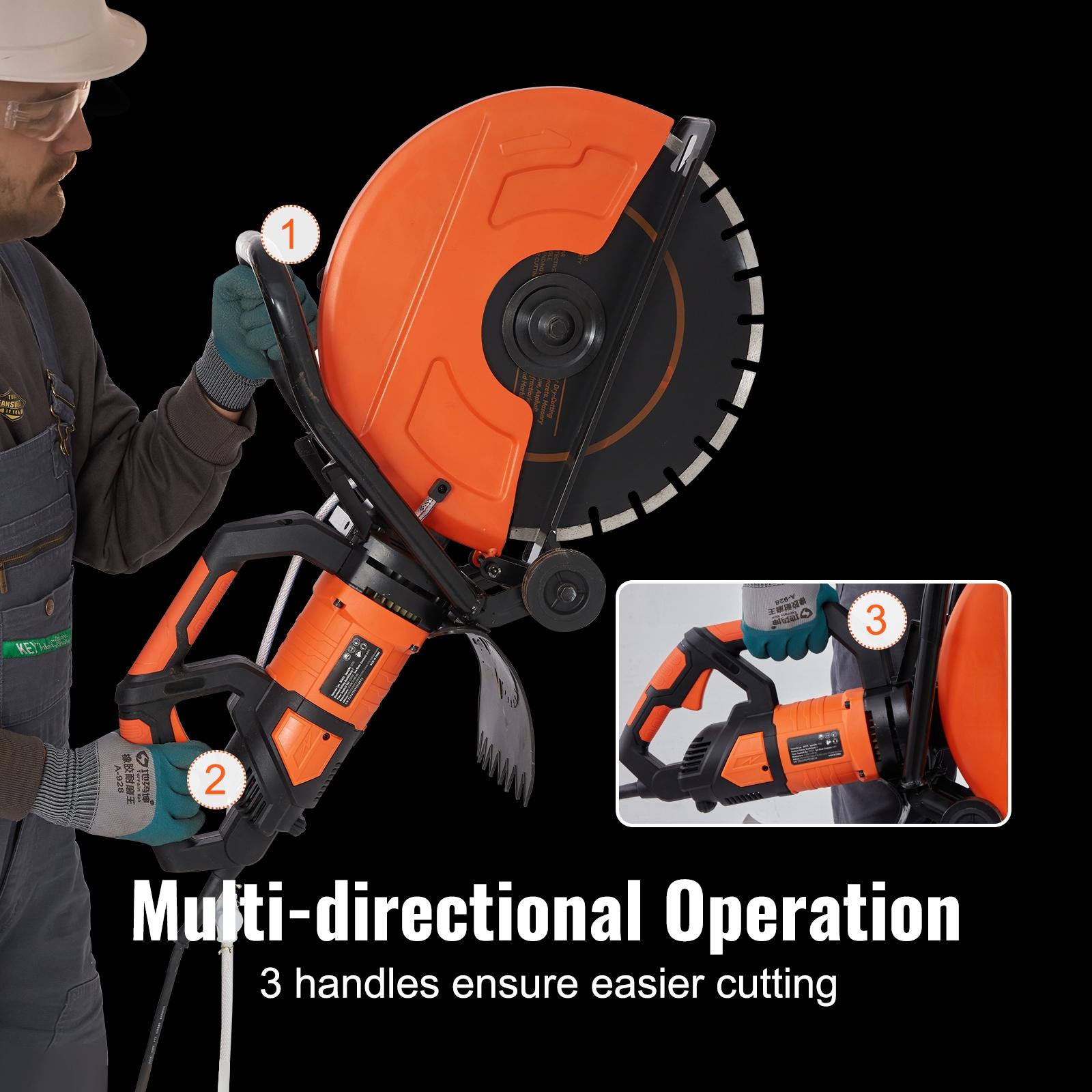 Electric Concrete Saw, 16 in, 3200 W 15 A Motor Circular Saw Cutter with Max. 6 in Adjustable Cutting Depth, Wet Disk Saw Cutter Includes Water Line, Pump and Blade, for Stone, Brick