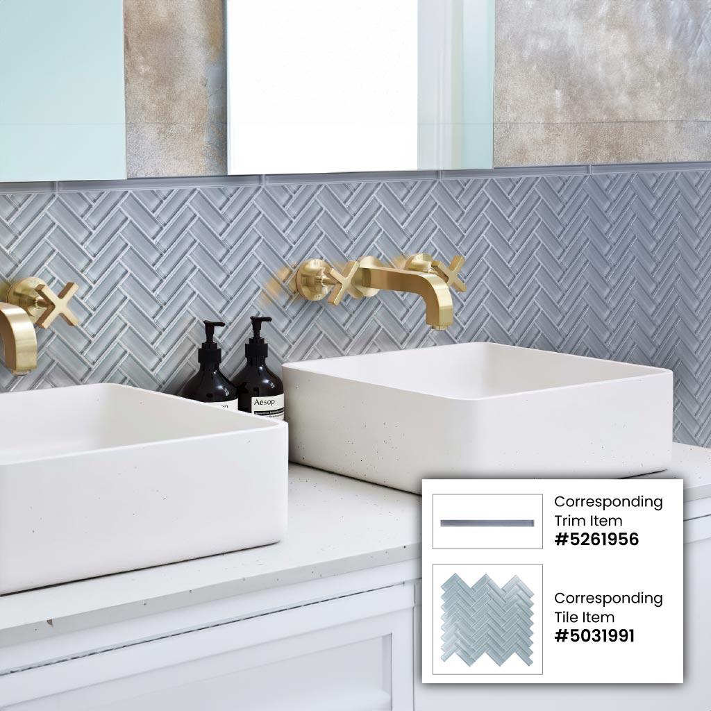 11"X 12.6" Herringbone Polished Glass Mosaic Tile