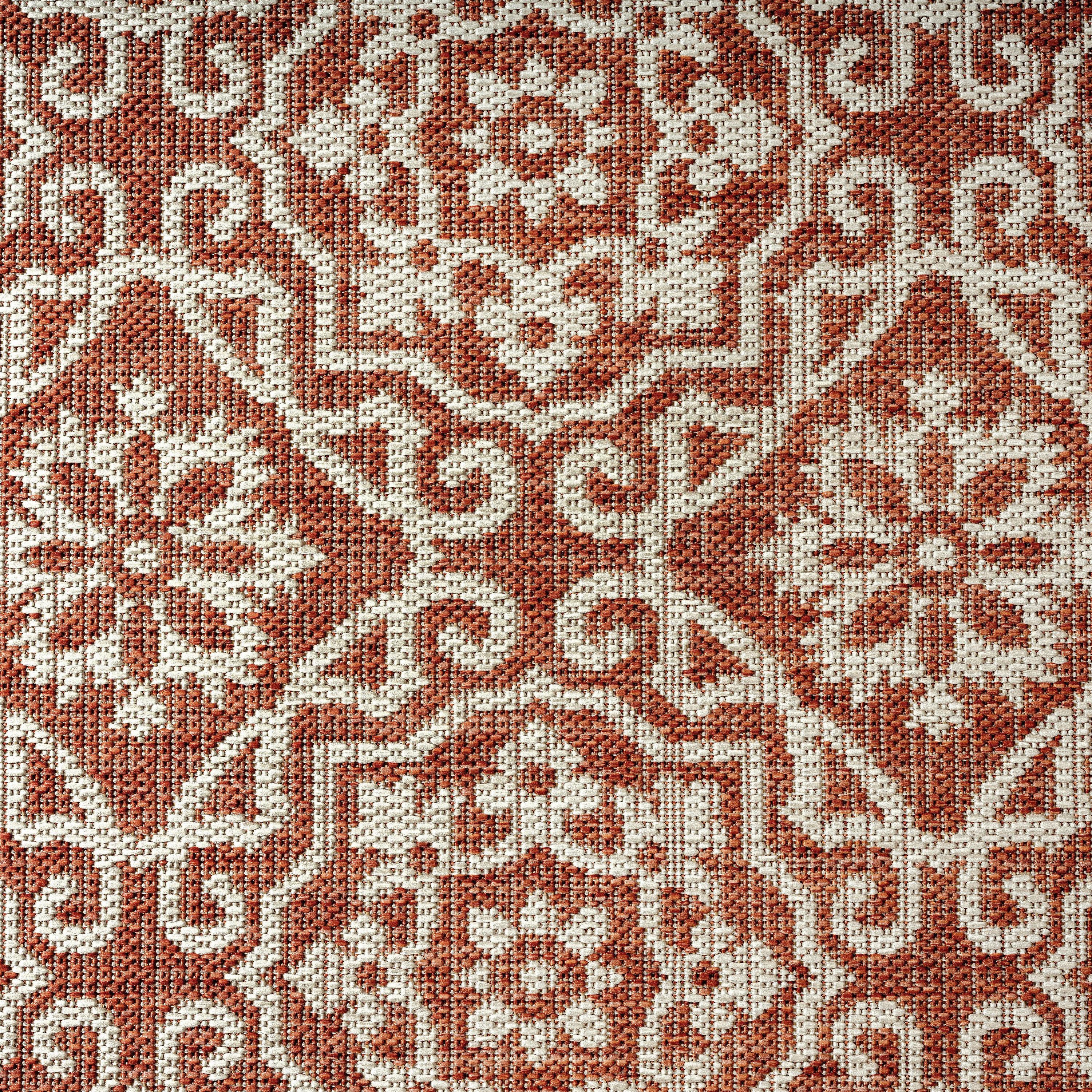 NICOLE MILLER NEW YORK Country Danica Geometric Indoor/Outdoor Area Rug, Terracotta/Ivory