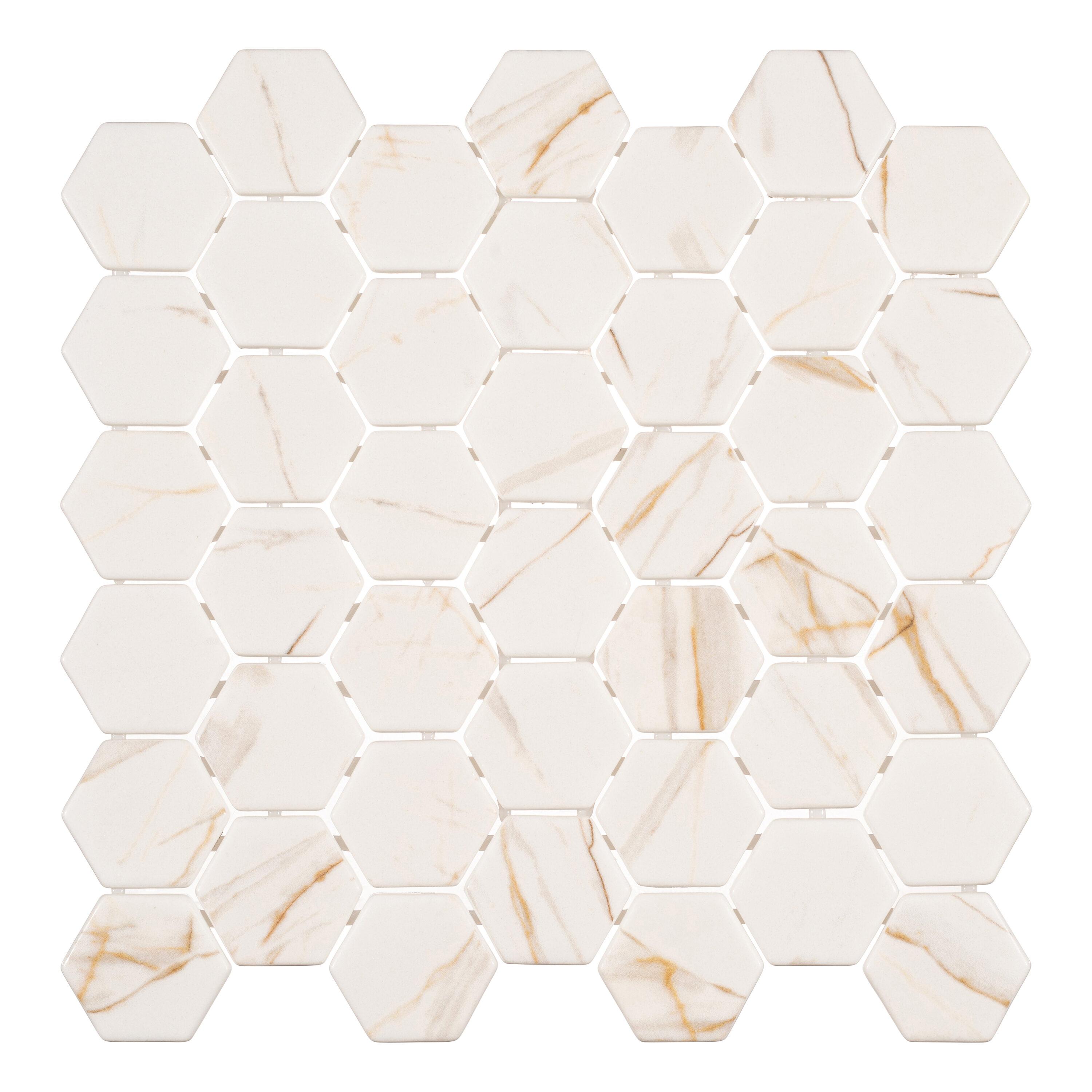 Grecian Beige Matte Glass Hexagonal Mosaic Tile