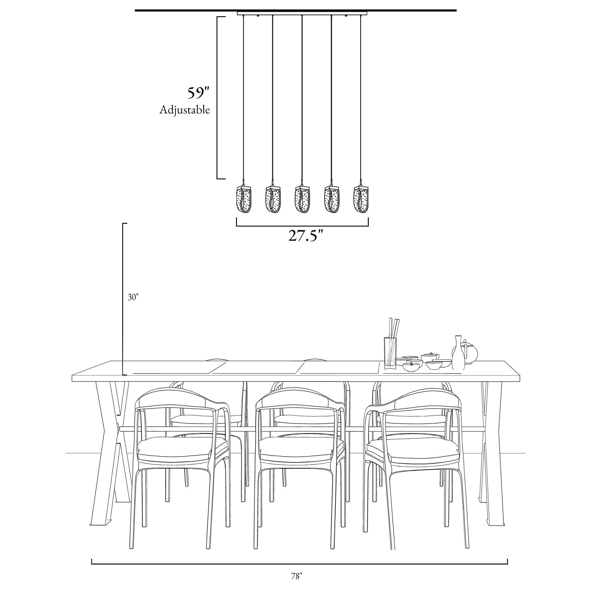 Grigor 5 - Light Kitchen Island Linear LED Pendant