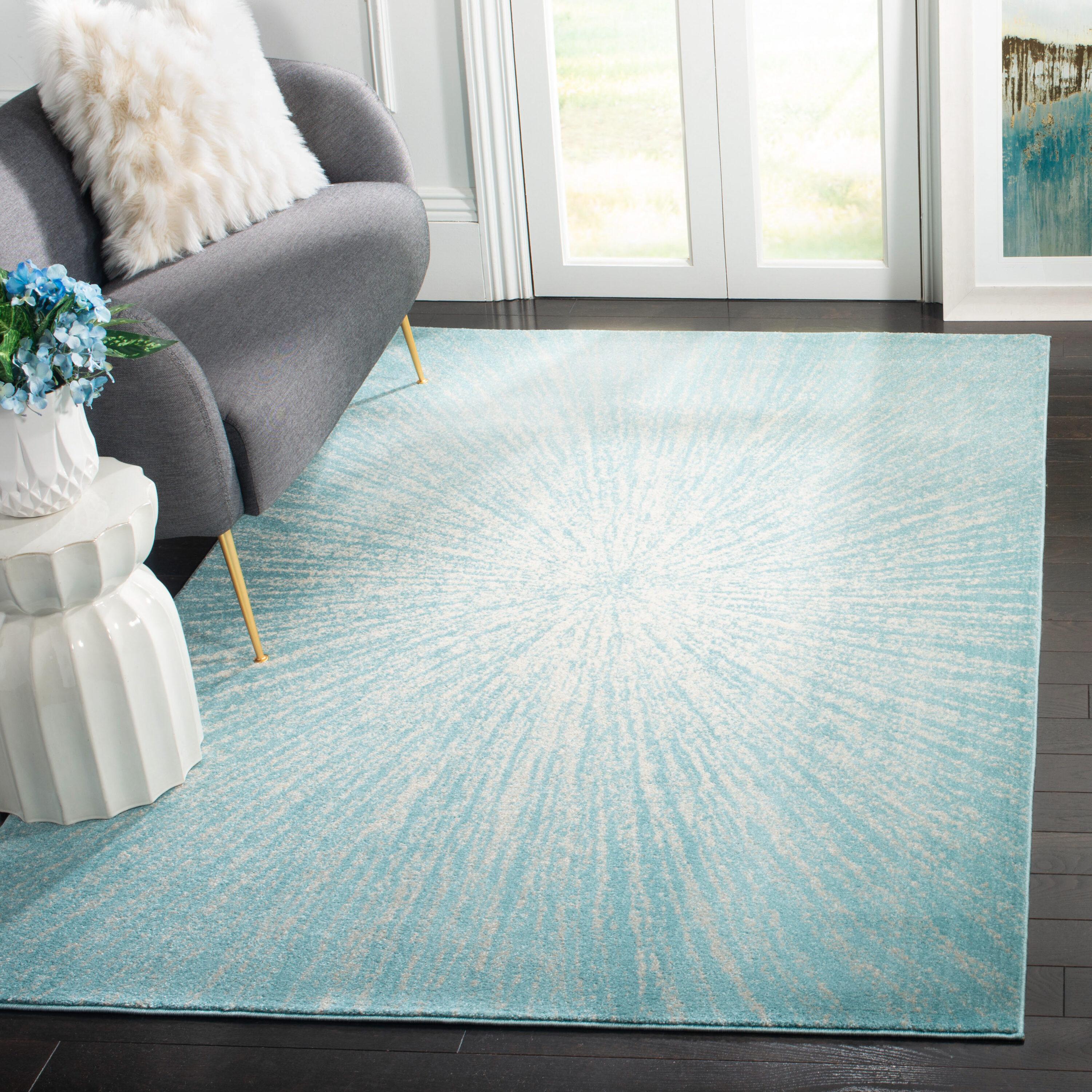 Evoke EVK228 Power Loomed Indoor Accent Rug - Aqua/Ivory - 2'2"x4' - Safavieh
