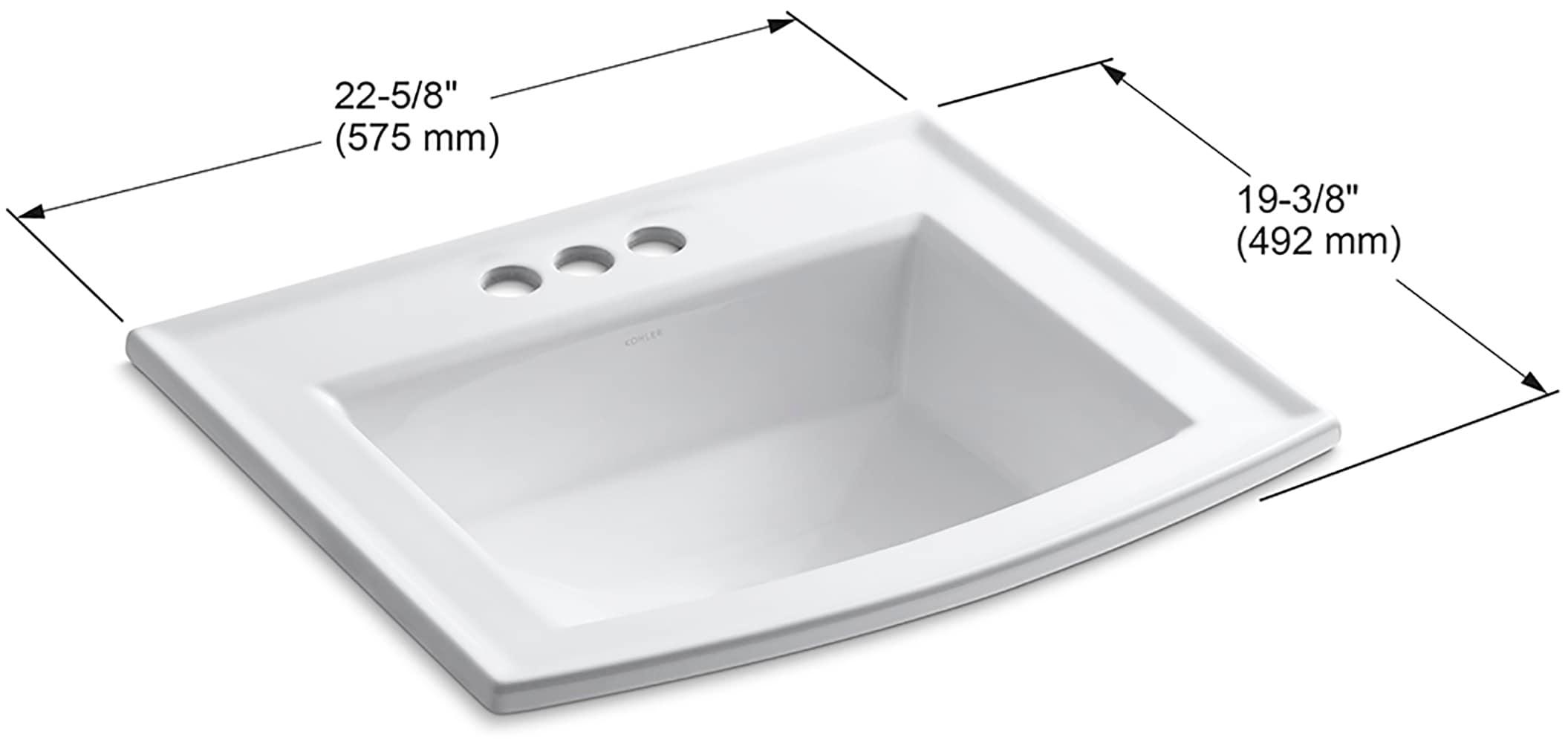 Archer® Vitreous China Rectangular Drop-In Bathroom Sink with Overflow