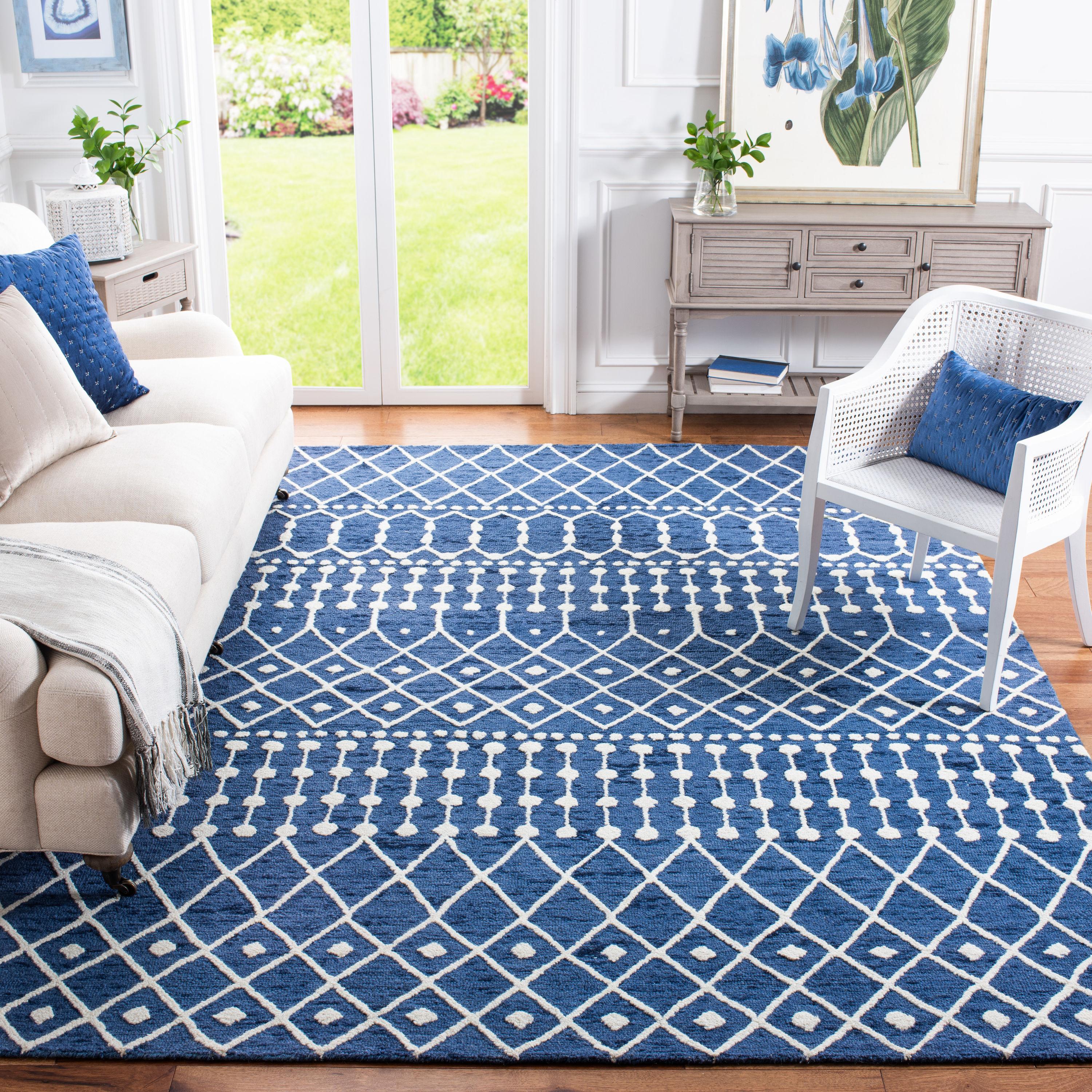 Blossom BLM115 Hand Tufted Area Rug - Navy/Ivory - 5'x8' - Safavieh.