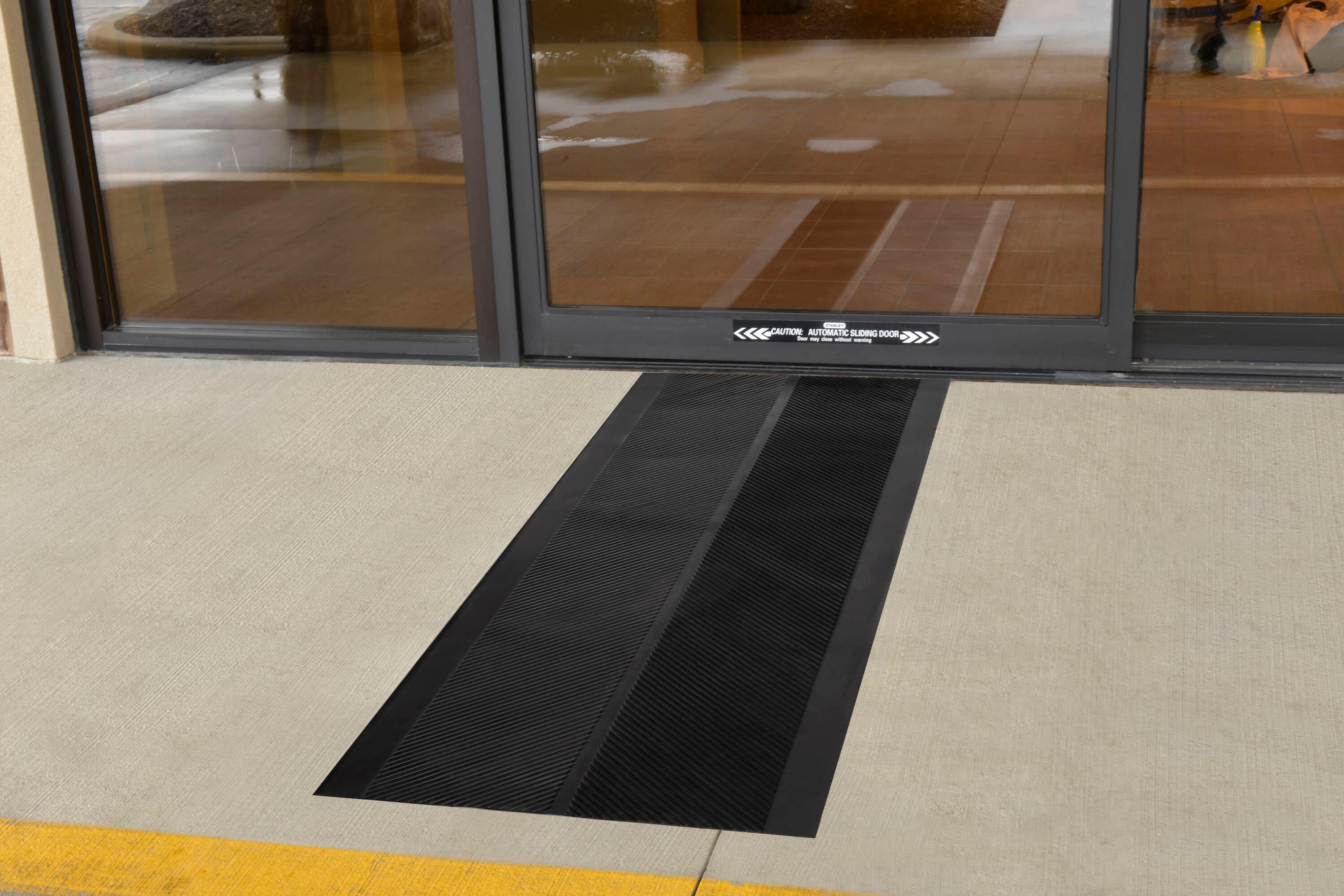 Black Rubber Outdoor Utility Runner Mat, 27.5" x 7.5"