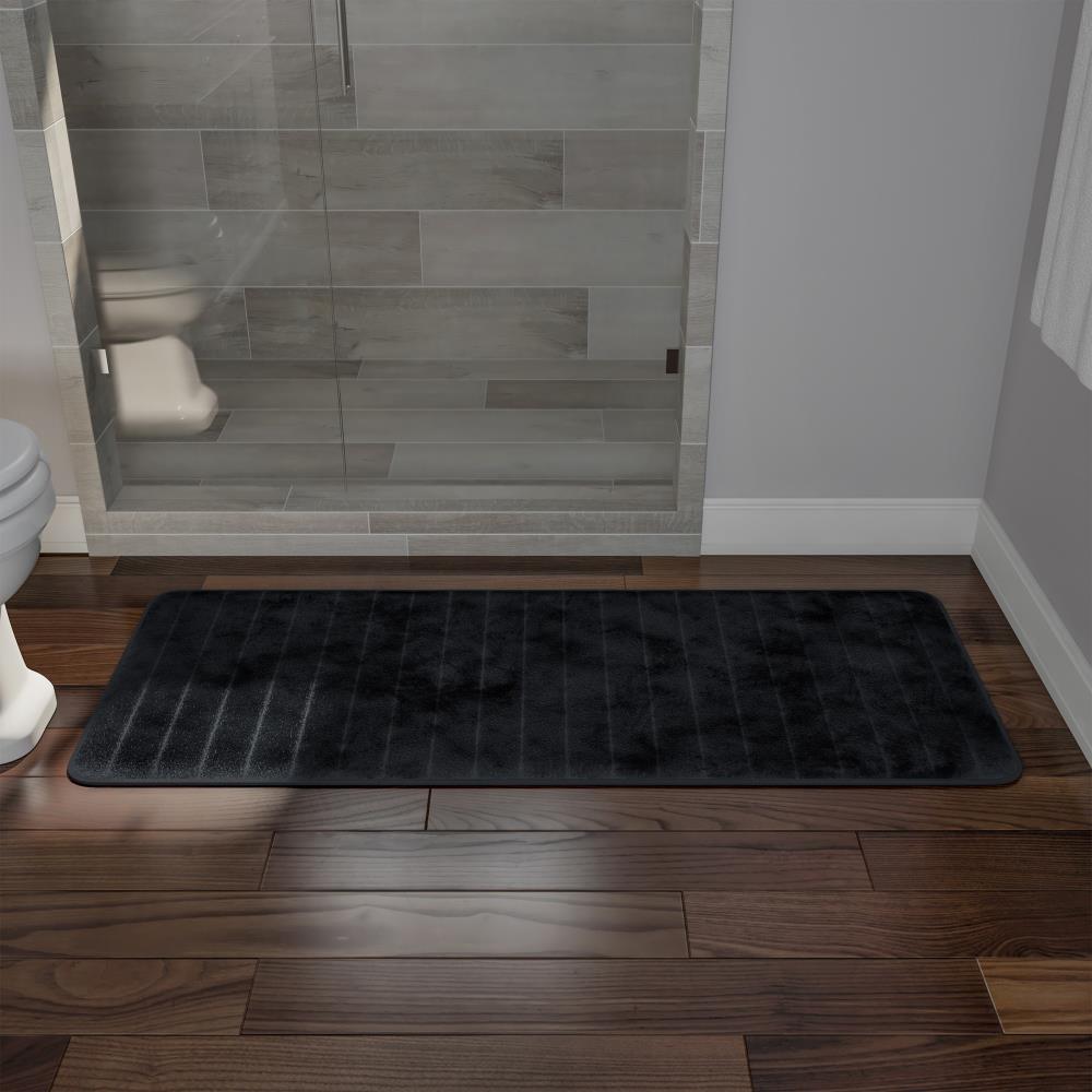 Hastings Home Memory Foam Nonslip Oversized Bathroom Rug - 24" x 59", Black