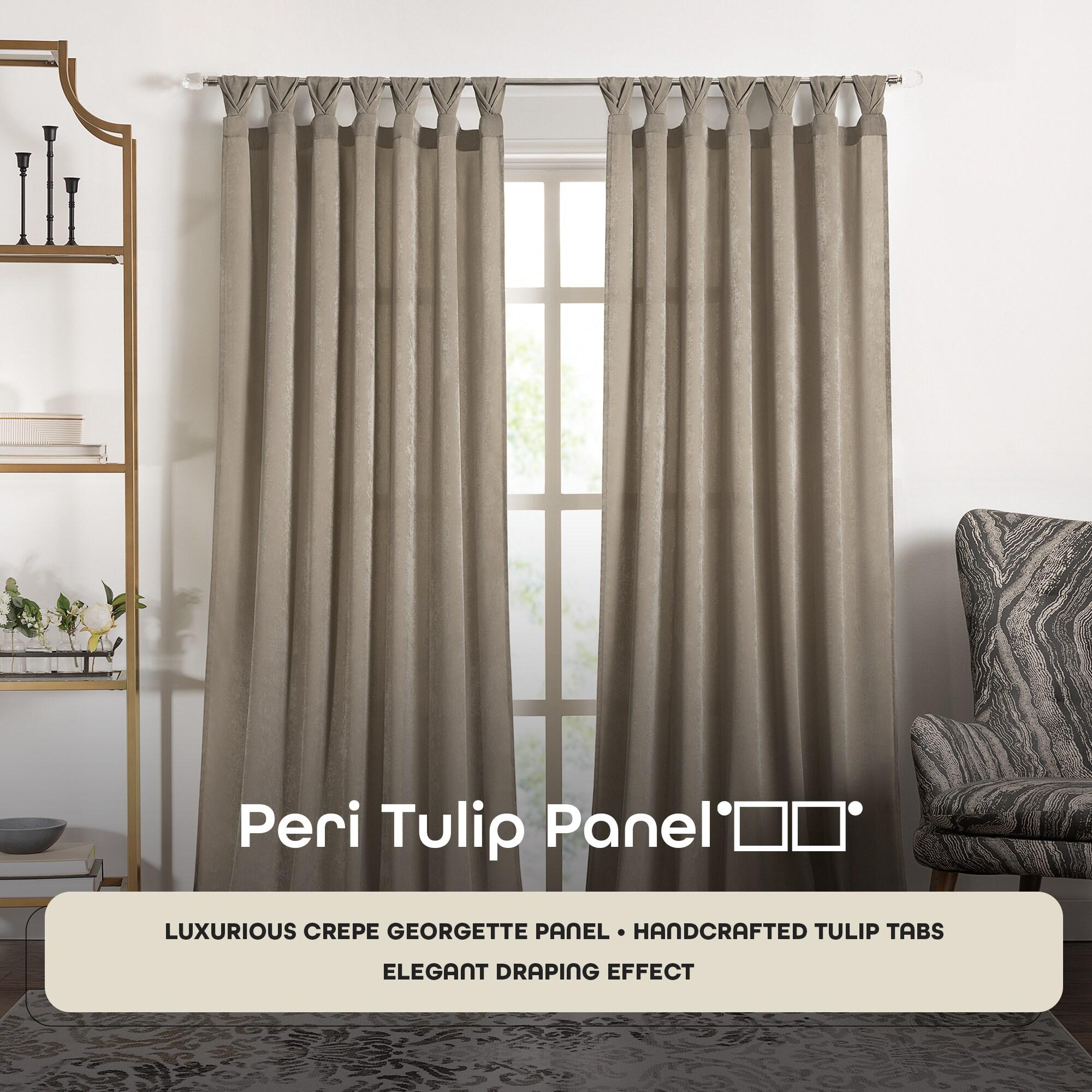 Achim Home Furnishing: Peri Window Curtain Panels with Tulip Tab Top, Taupe, 52" x 63"