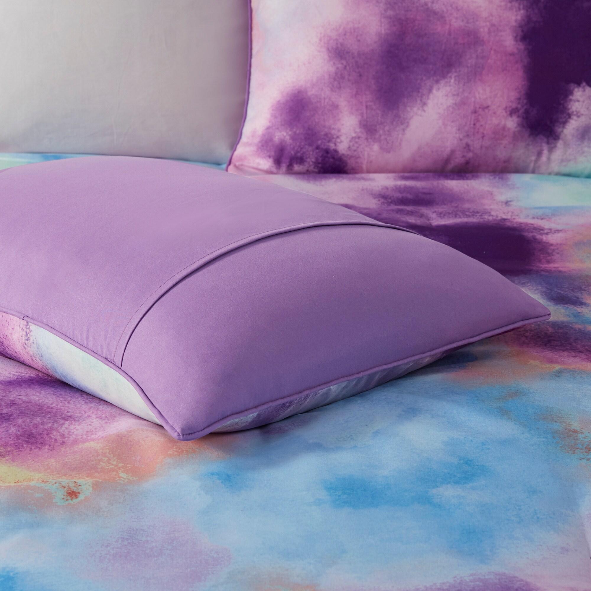 Cassiopeia Watercolor Tie Dye Printed Comforter Set with Throw Pillow