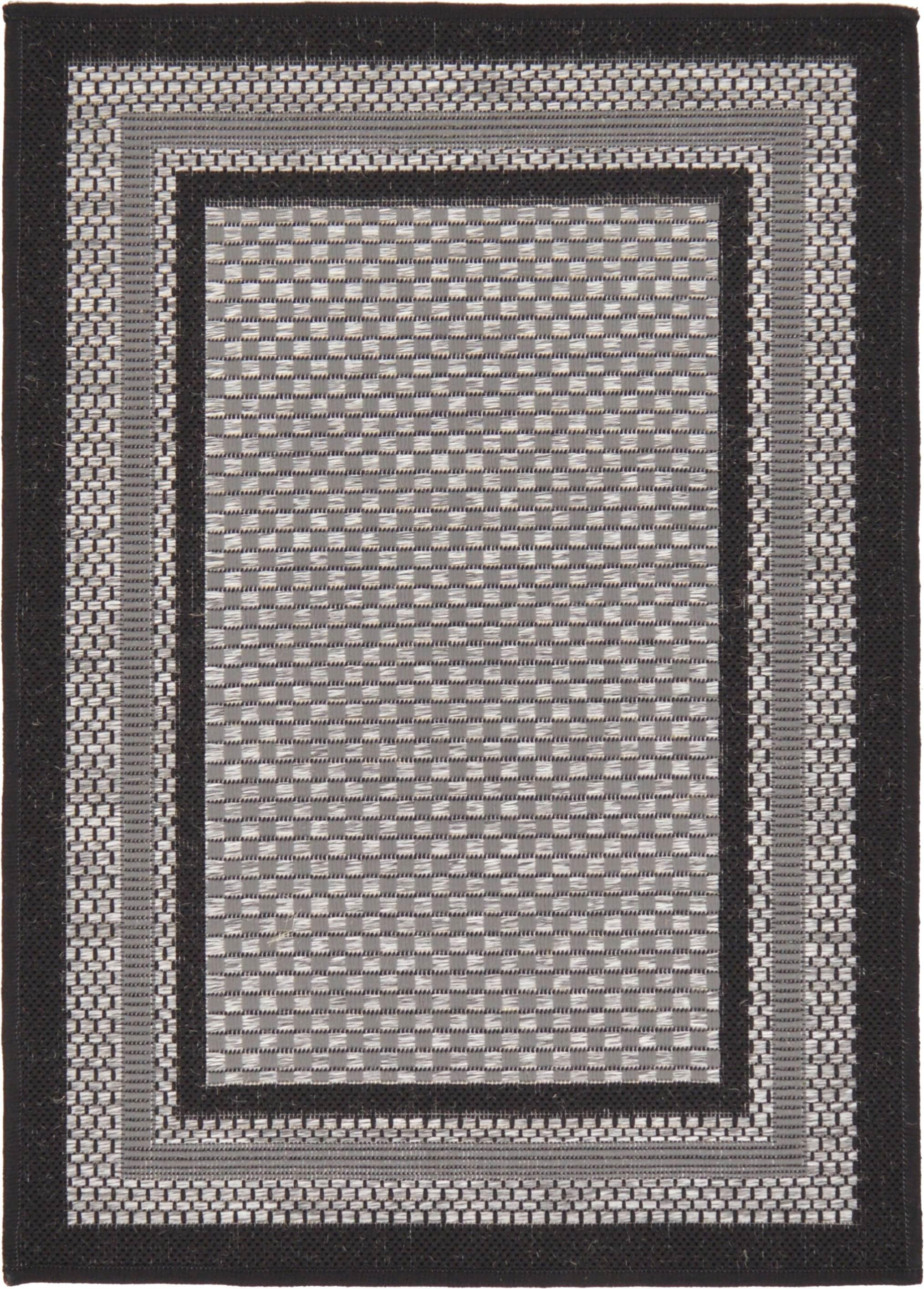Unique Loom Outdoor Border Collection Area Rug - Multi Border (2' 2" x 3' Rectangle Gray/Black)