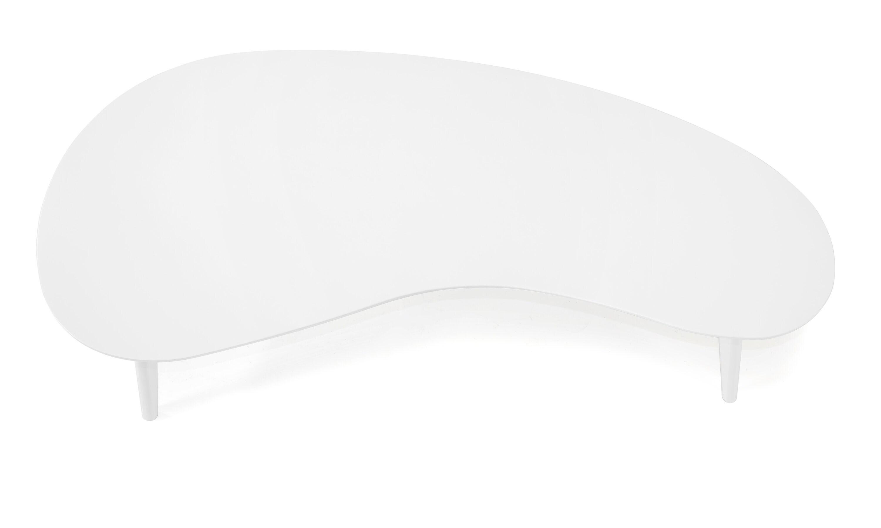Camaflexi Mid Century Modern Coffee Table Small Tabletop Wood Coffee Desk, White