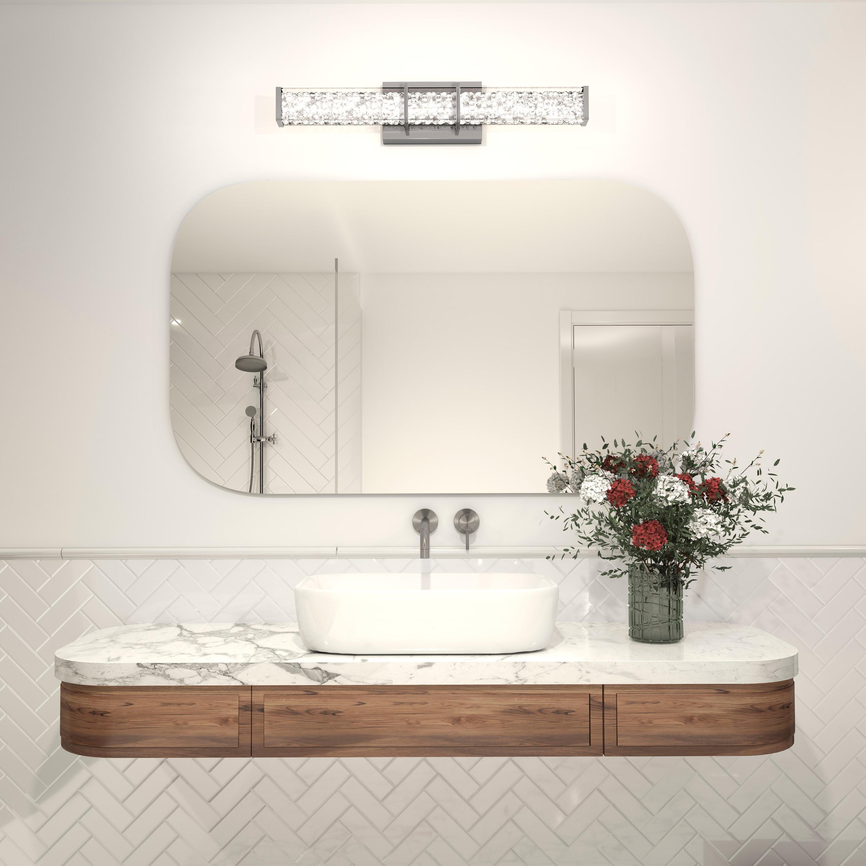 Artika Riviera 27 in. 1-Light Chrome Modern Integrated LED Vanity Light Bar for Bathroom with Crystals