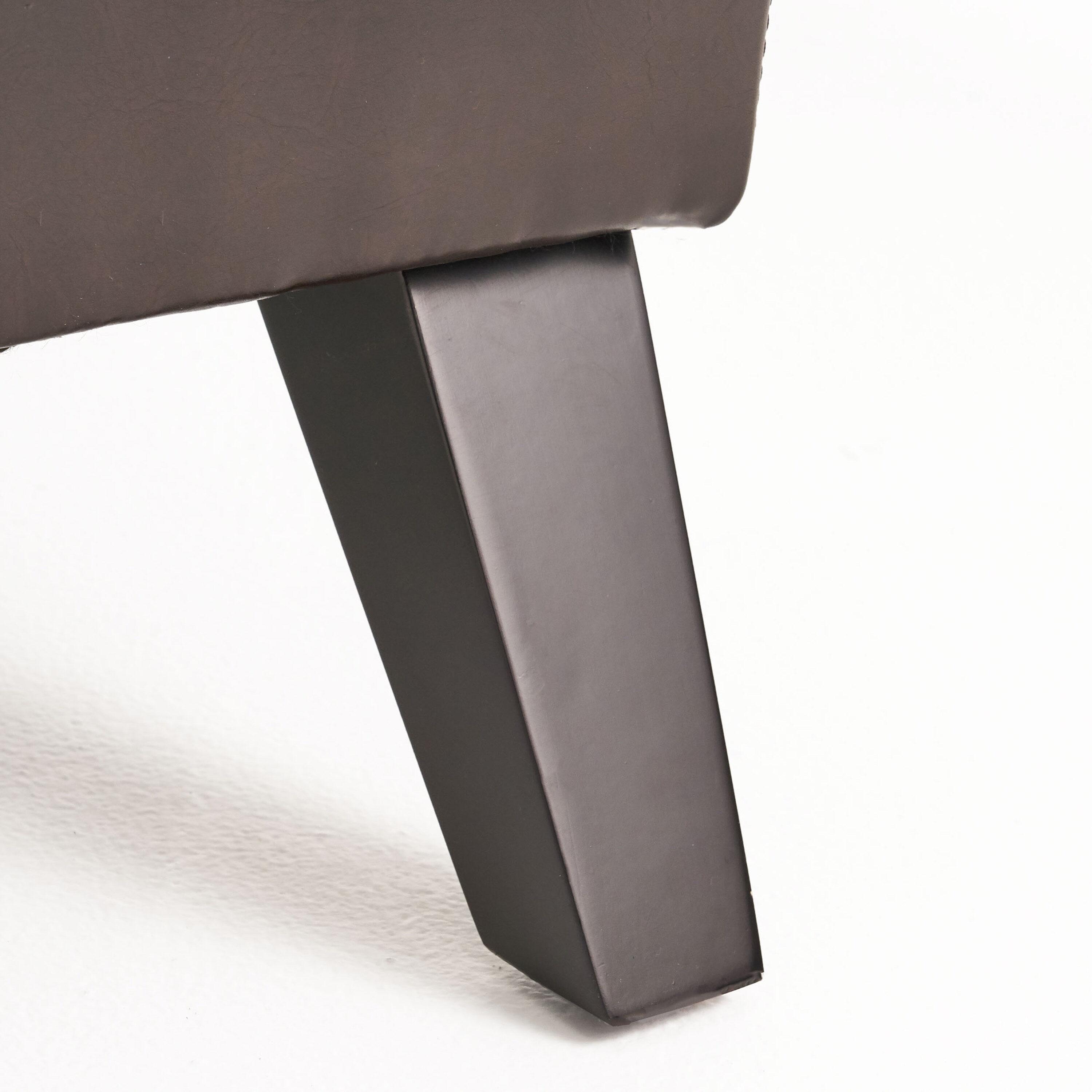 Finlay Leather Chaise Lounge Brown - Christopher Knight Home: Curved Comfort for Living Room