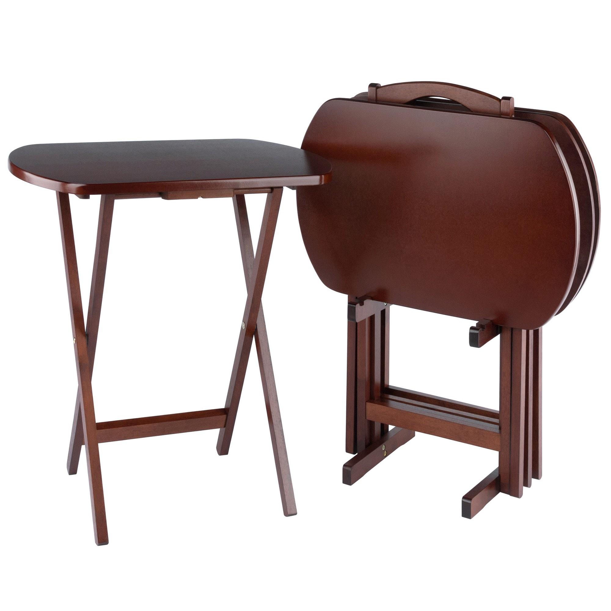 Winsome Corbett 5-Piece Oversize Snack Table Set, Walnut Finish