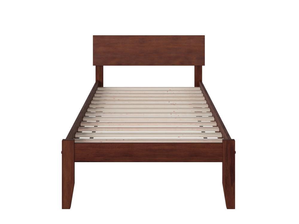 AFI Furnishings Orlando Twin Extra Long Platform Bed with Open Footboard and Turbo Charger in Walnut