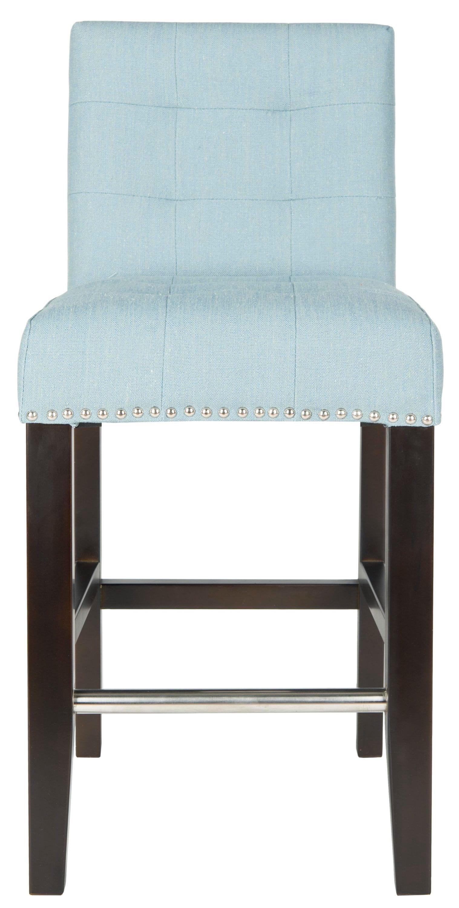 Thompson 23.9" Linen Counter Stool W/ Silver Nailheads - Sky Blue - Safavieh