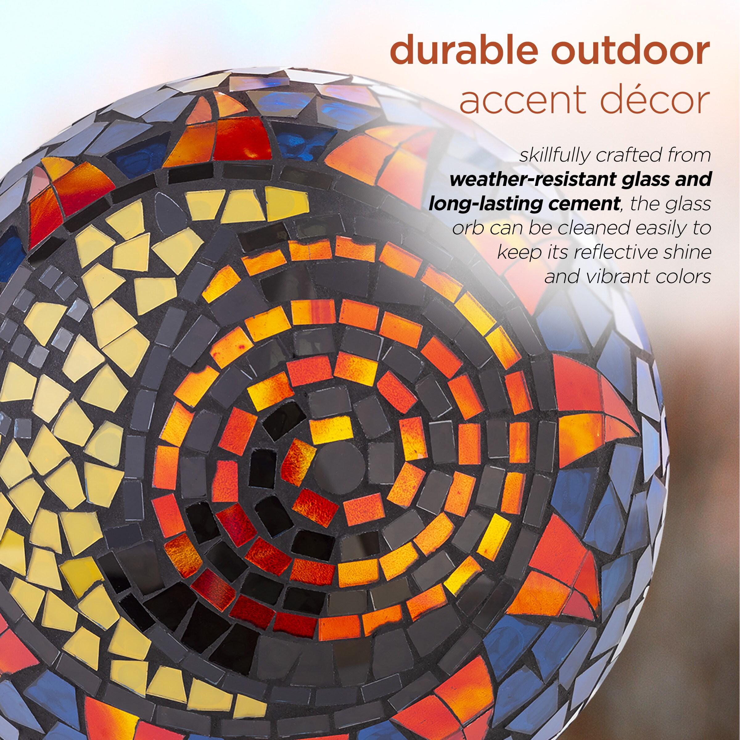 Alpine Corporation 10" Glass Mosaic Sun and Moon Gazing Globe, Multicolor