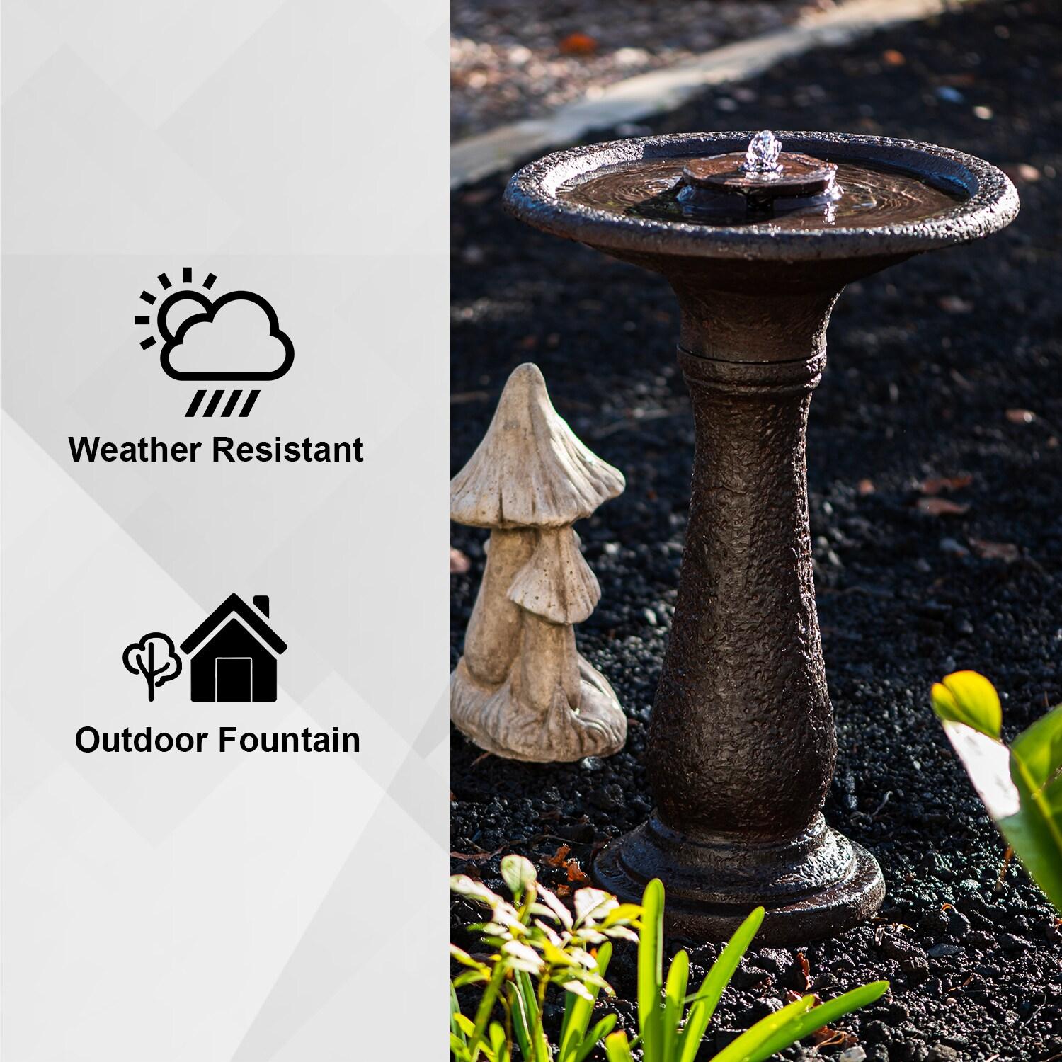 "X-Brand 23.43"" Tiered Resin Birdbath Garden Waterfall Fountain, Dark Brown"