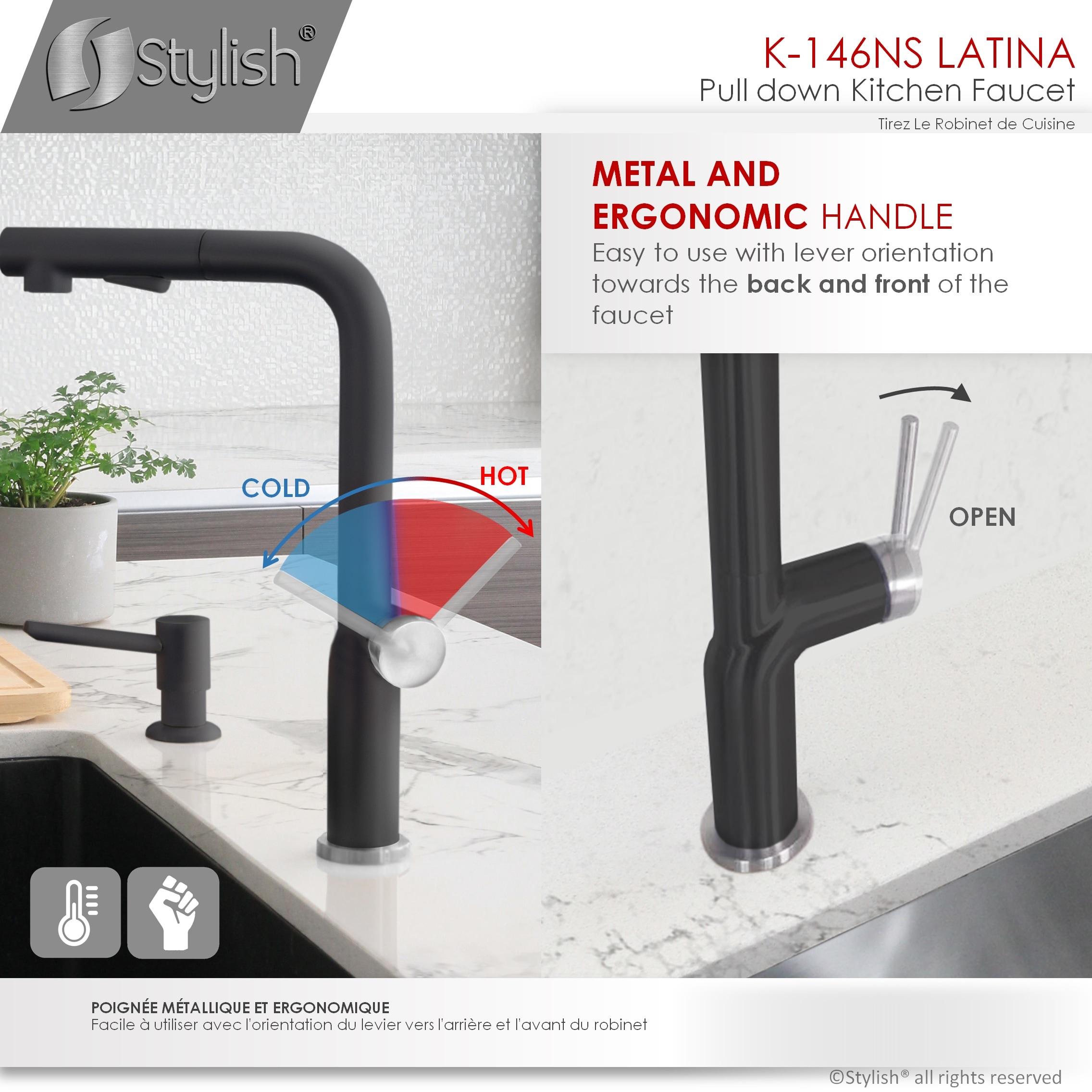 Modern Faucet Stylish Latina One-Handle Pull Down Kitchen Faucet