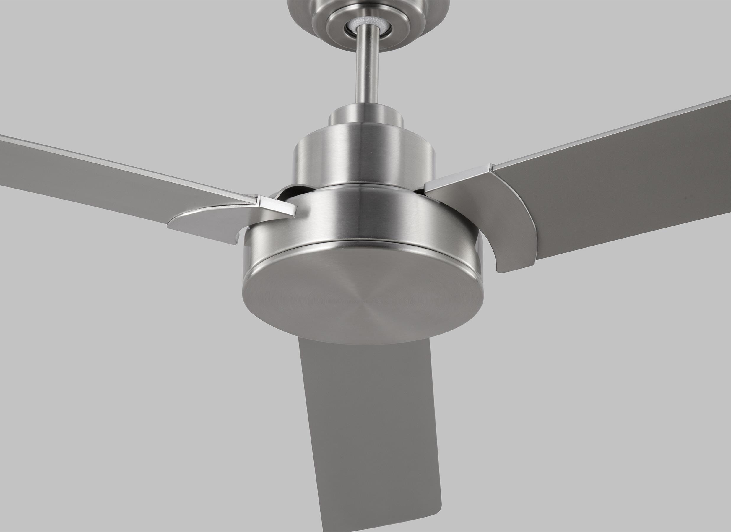 Generation Lighting Jovie 58-in Brushed Steel with Silver/American Walnut reversible blades Blades Propeller Ceiling Fan Without Light ( 3 -Blade )