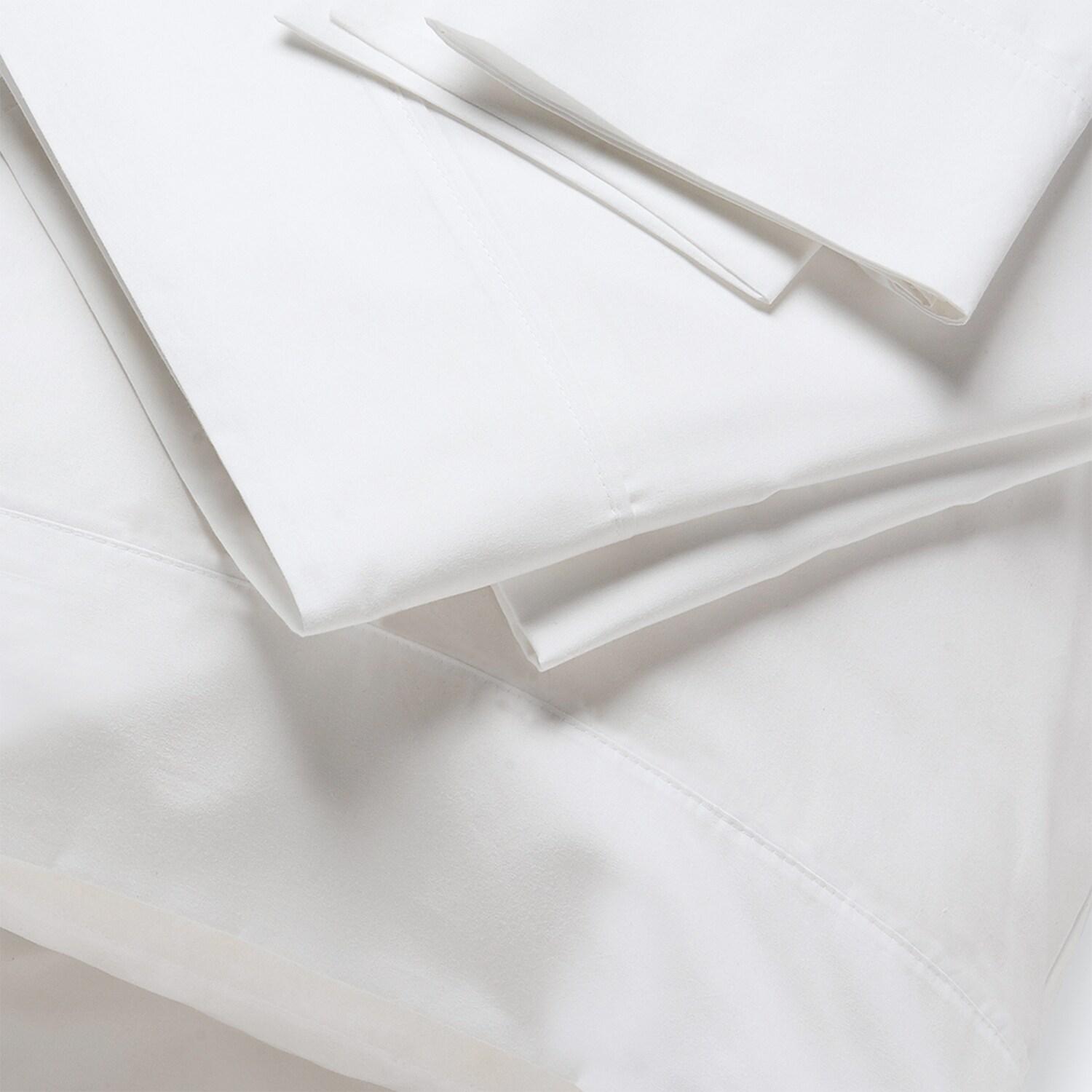 Cool & Crisp 100% Cotton Percale Full Sheet Set in White