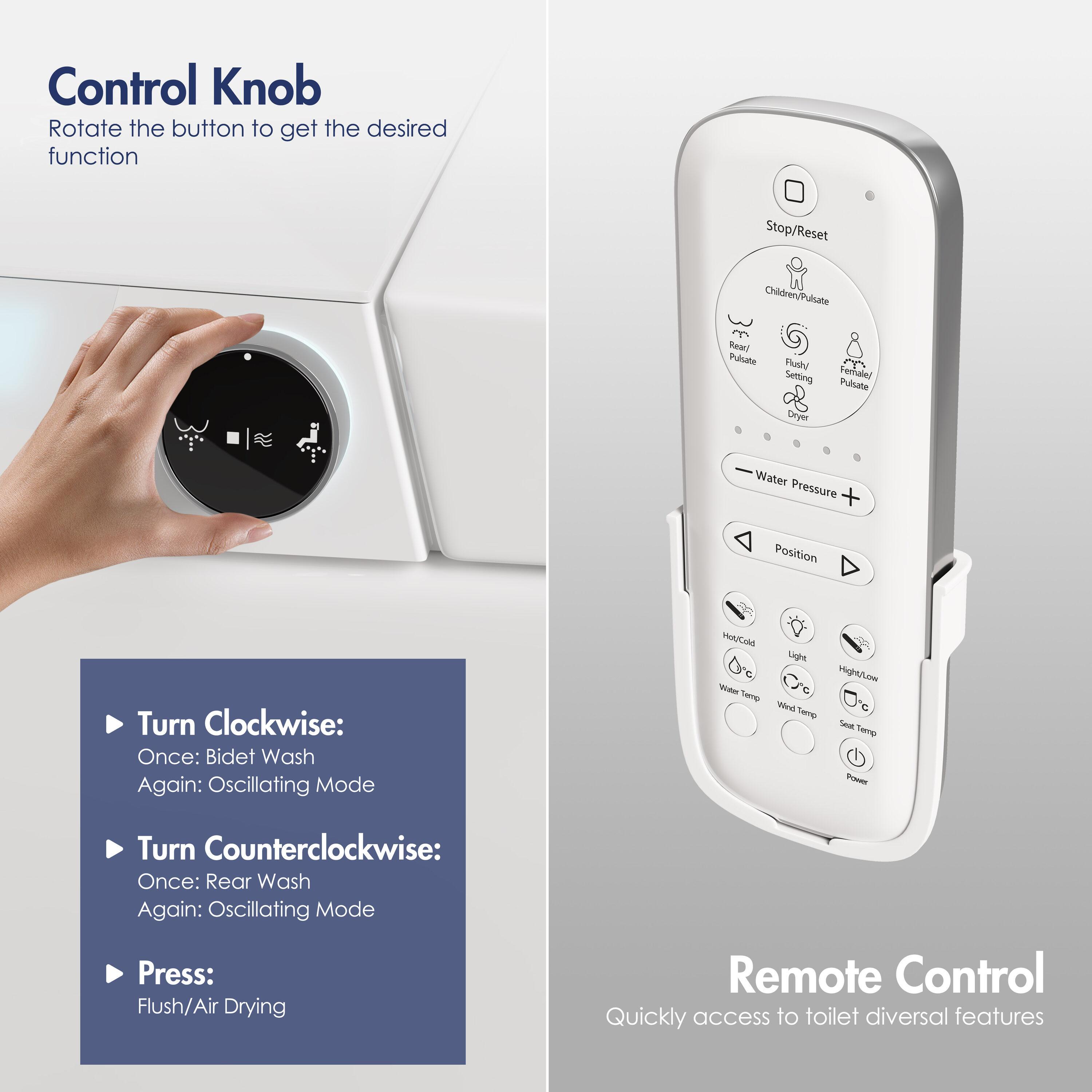 Eridanus White Vitreous China Smart Bidet Toilet with Heated Seat and Remote Control