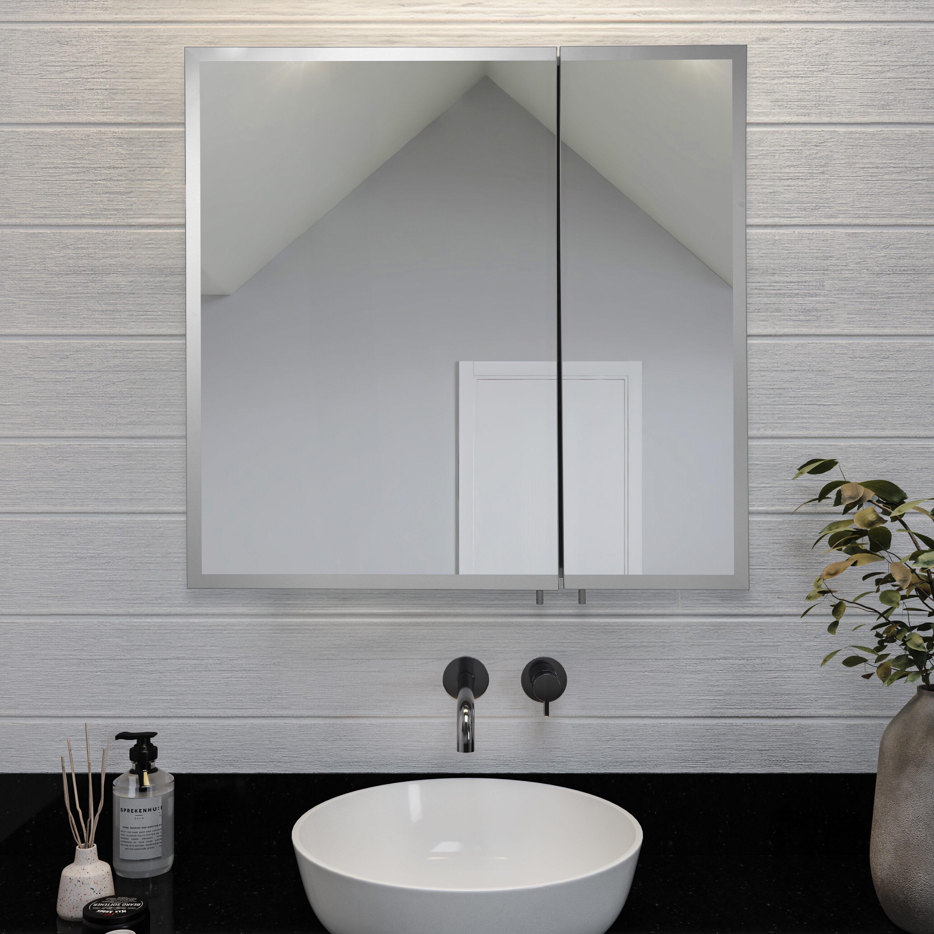 Croydex 30-in x 30-in Surface Mount White Steel Mirrored Square Medicine Cabinet
