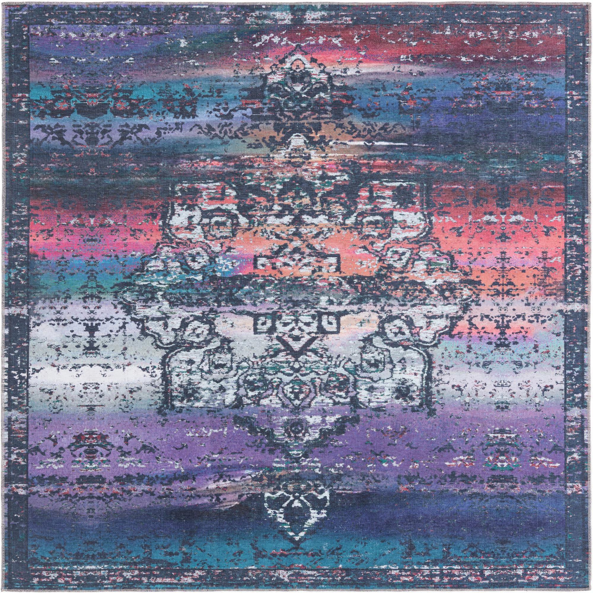 Unique Loom 7' 3 x 7' 3 Renaissance Roma Machine Washable Multi Blue Area Rug