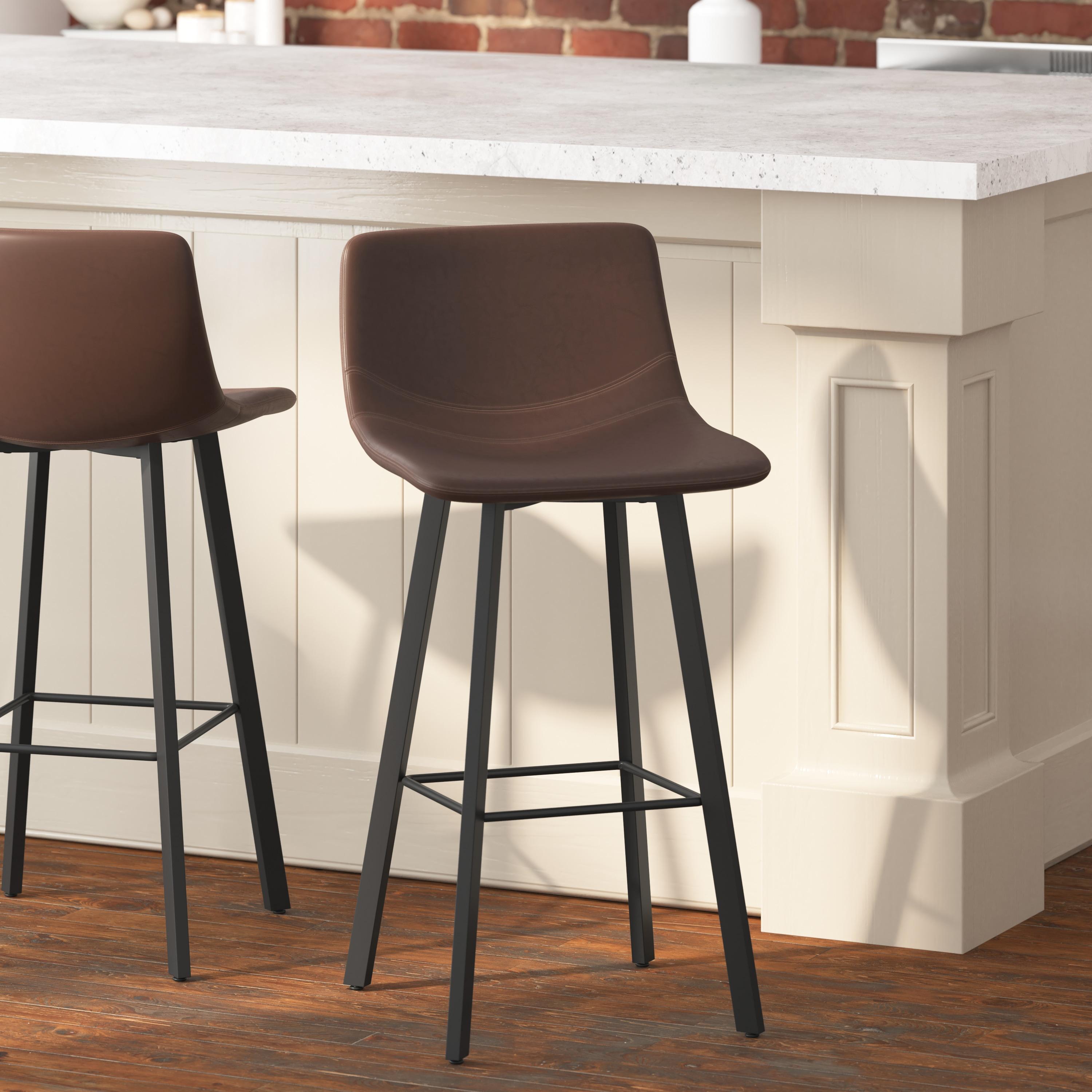 Brandy Upholstered Counter Stool with Metal Frame (Set of 2)