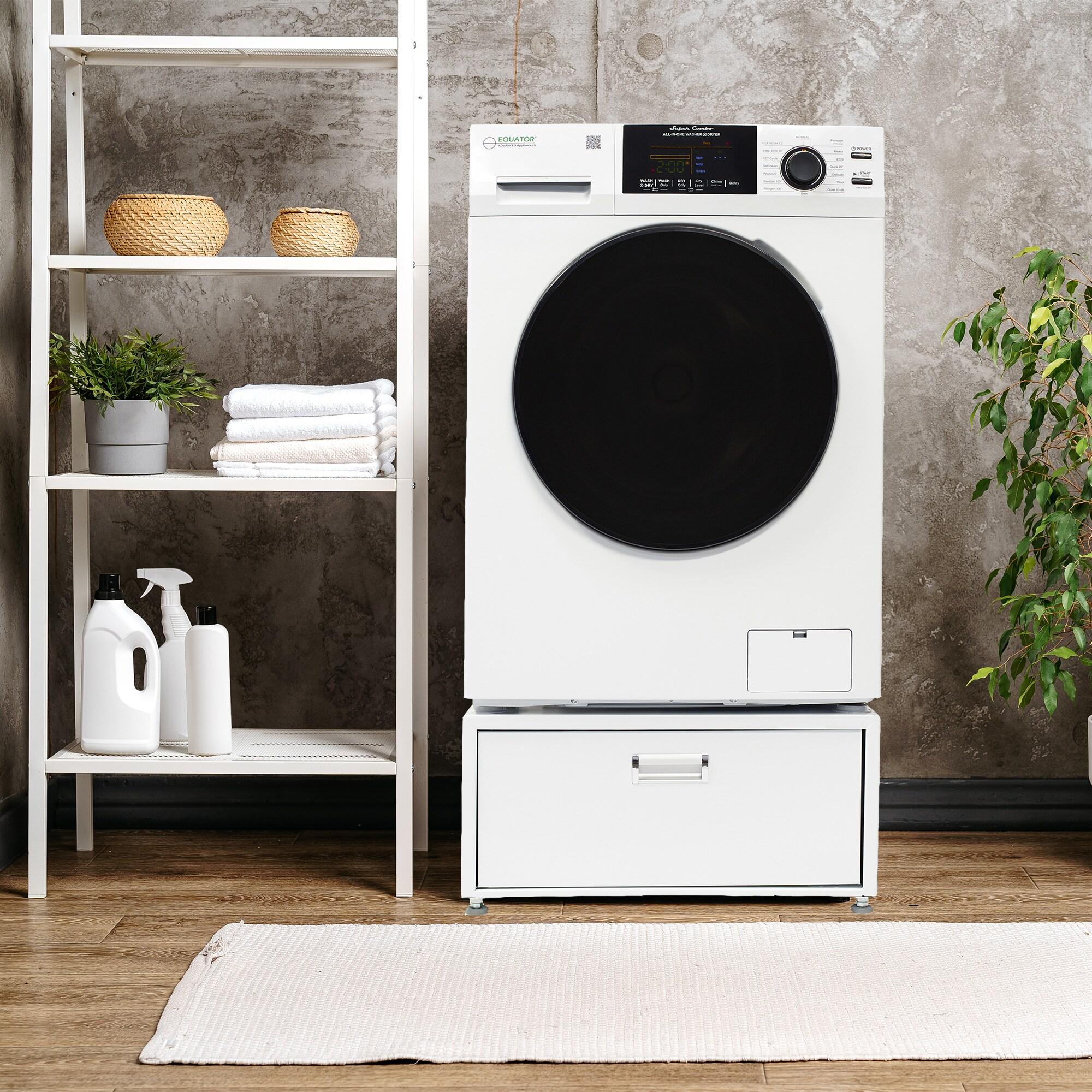 Equator Advanced Appliances Equator All-in-one Washer Dryer Ventless FULLY BUILTIN 0-CLEARANCE 1.62cf/15lbs 110V 1400RPM + Pedestal EZ 4700 C + PDL 4455 White