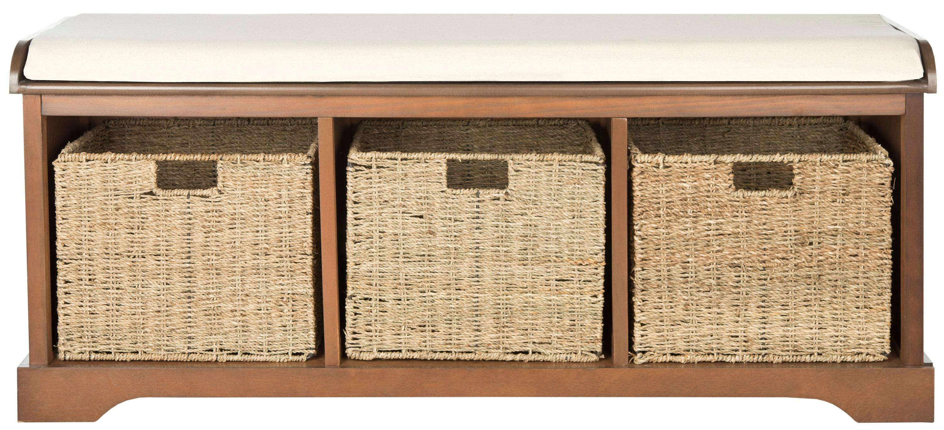 Lonan  Wicker Storage Bench - Brown - Safavieh