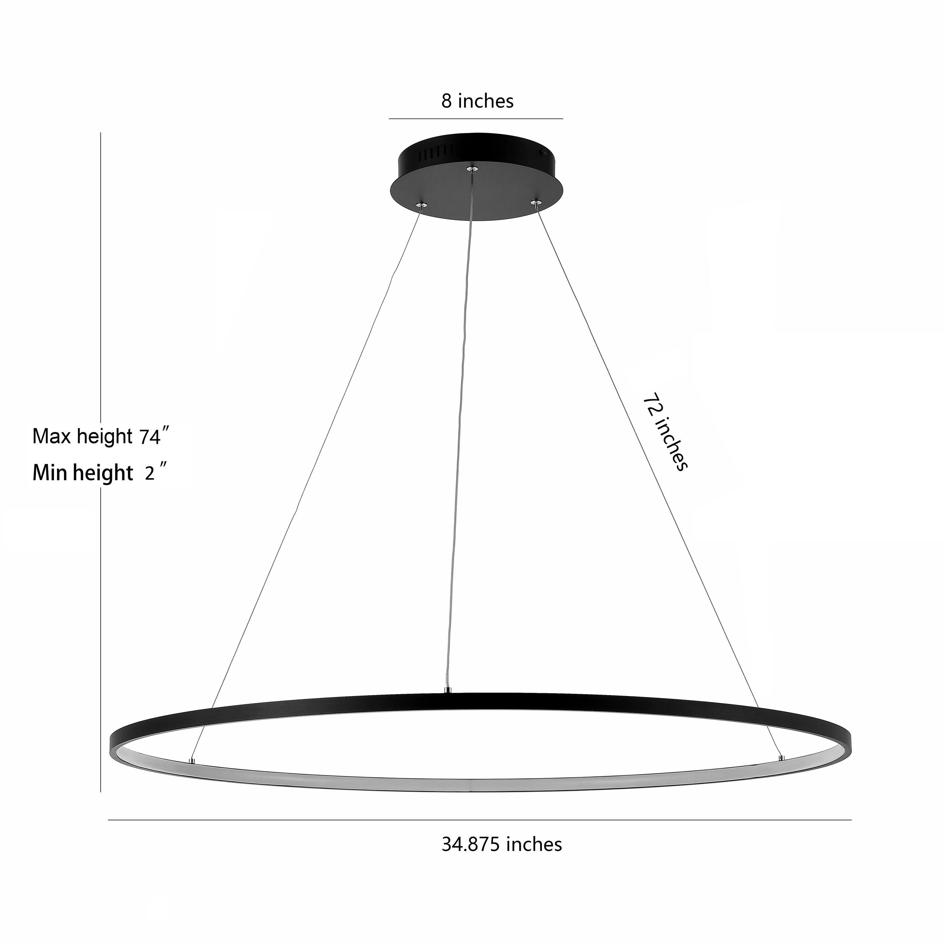 Circulo 35" Metal Round Modern Contemporary LED Integrated Pendant, Black