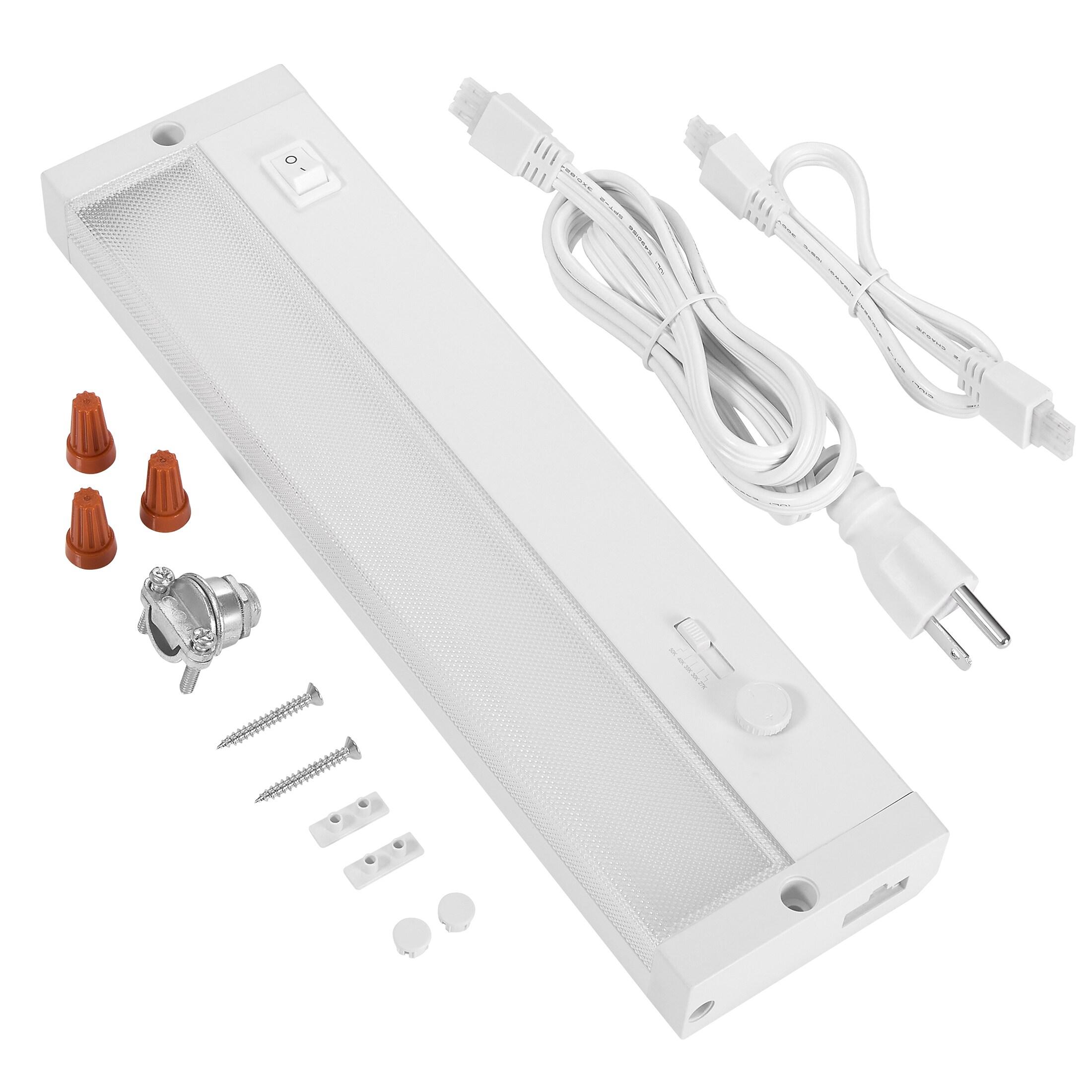 Maxxima 12 in. LED Under Cabinet Light, Dimmable, Linkable, Hardwired or Plug & Play, 500 Lumens, 5 CCT 2700K - 5000K, White, On/Off Switch