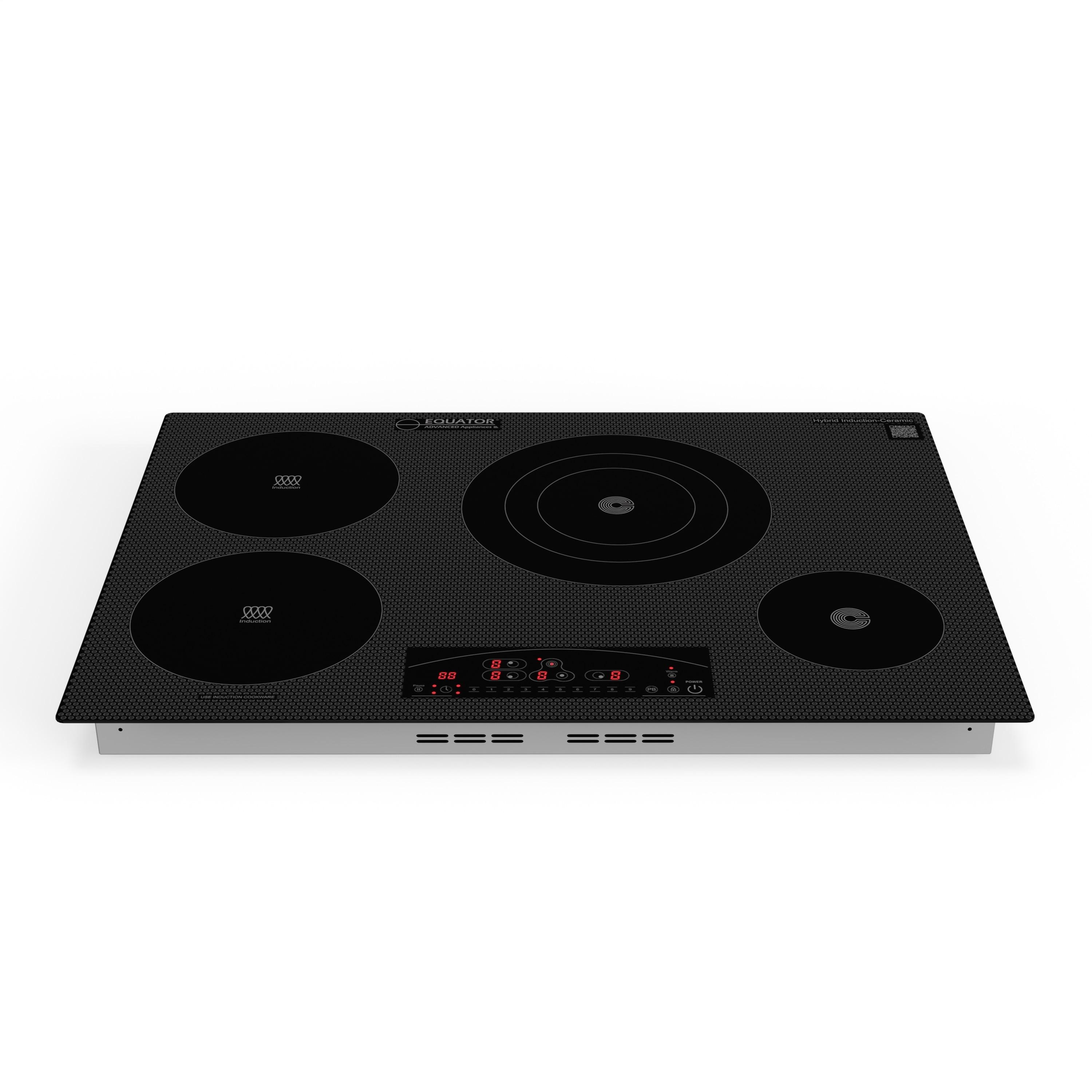 Equator Design 30" Electric Hybrid CERAMIC-INDUCTION 4 Burner Cooktop 220V