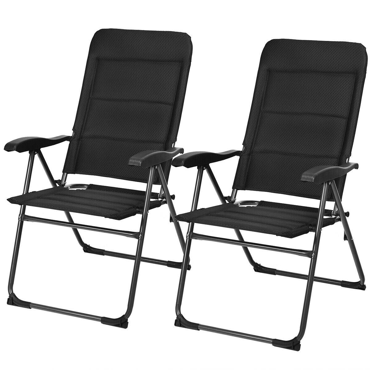 Adjustable Ergonomic Backrest Foldable Reclining Patio Chair for Bistro and Backyard (Set of 2)