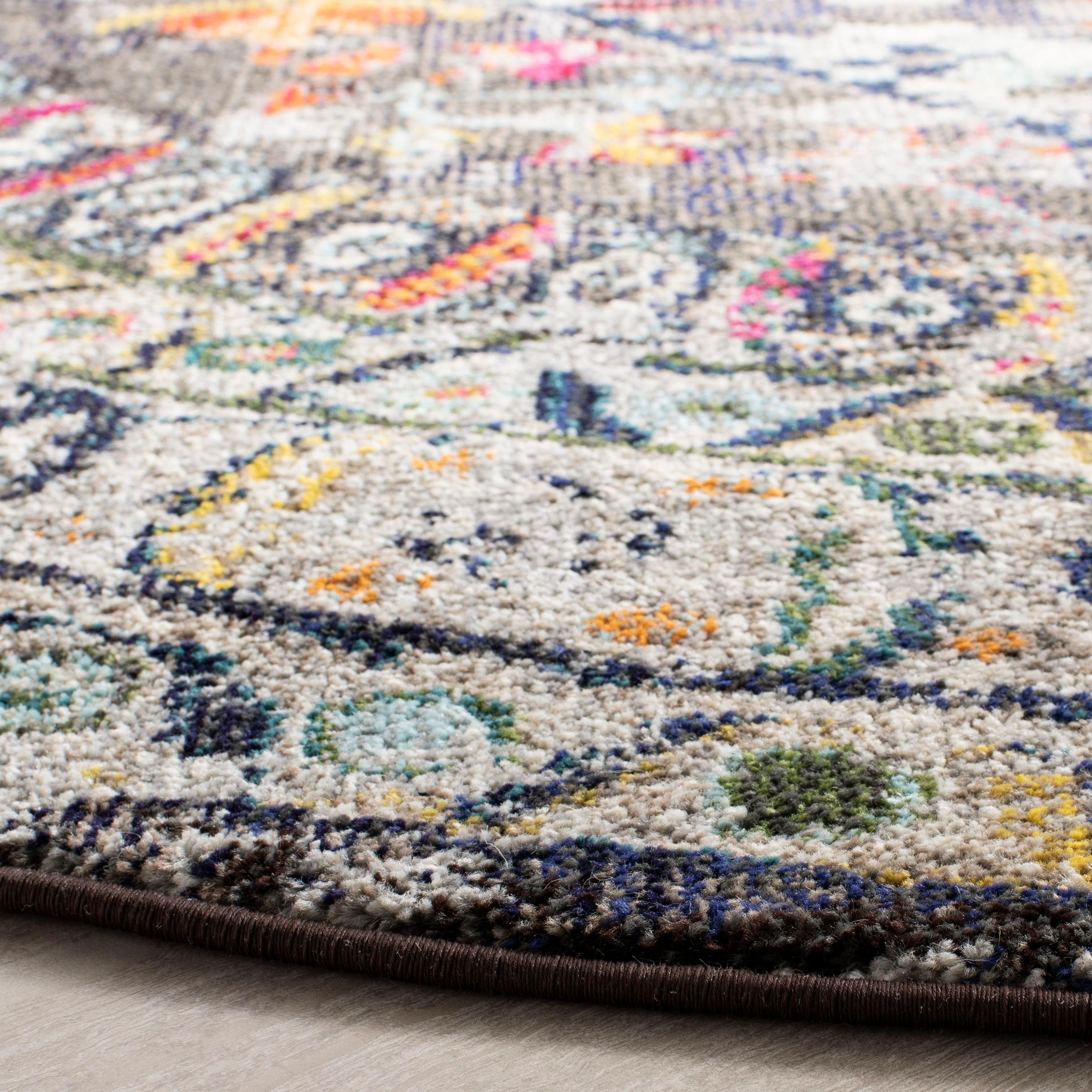 Monaco MNC255 Power Loomed Indoor Area Rug - Brown/Grey - 6'7" Round - Safavieh