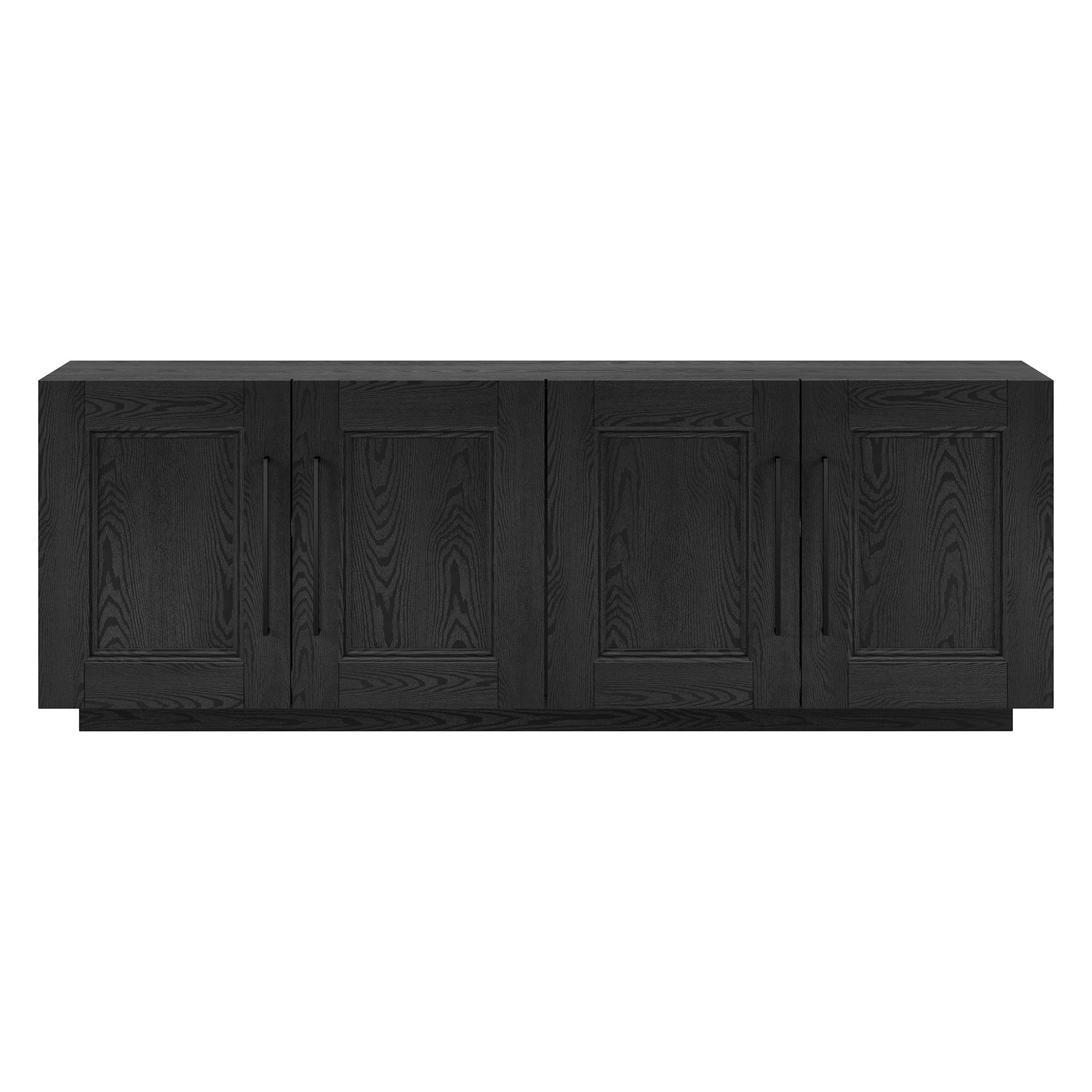Evelyn&Zoe Merrimac Rectangular TV Stand for TV's up to 75", Black Grain