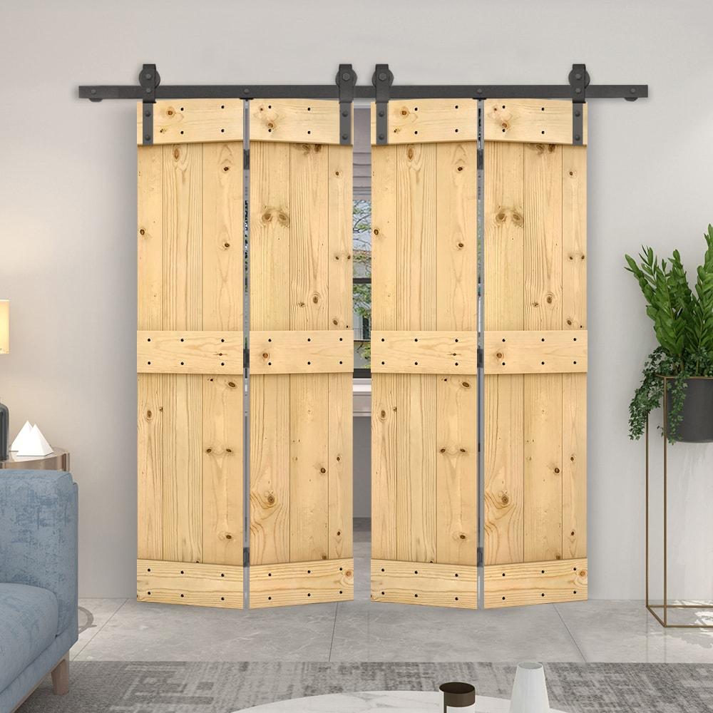 Calhome 84'' Solid Wood Barn Doors Painted Bi-Fold Door