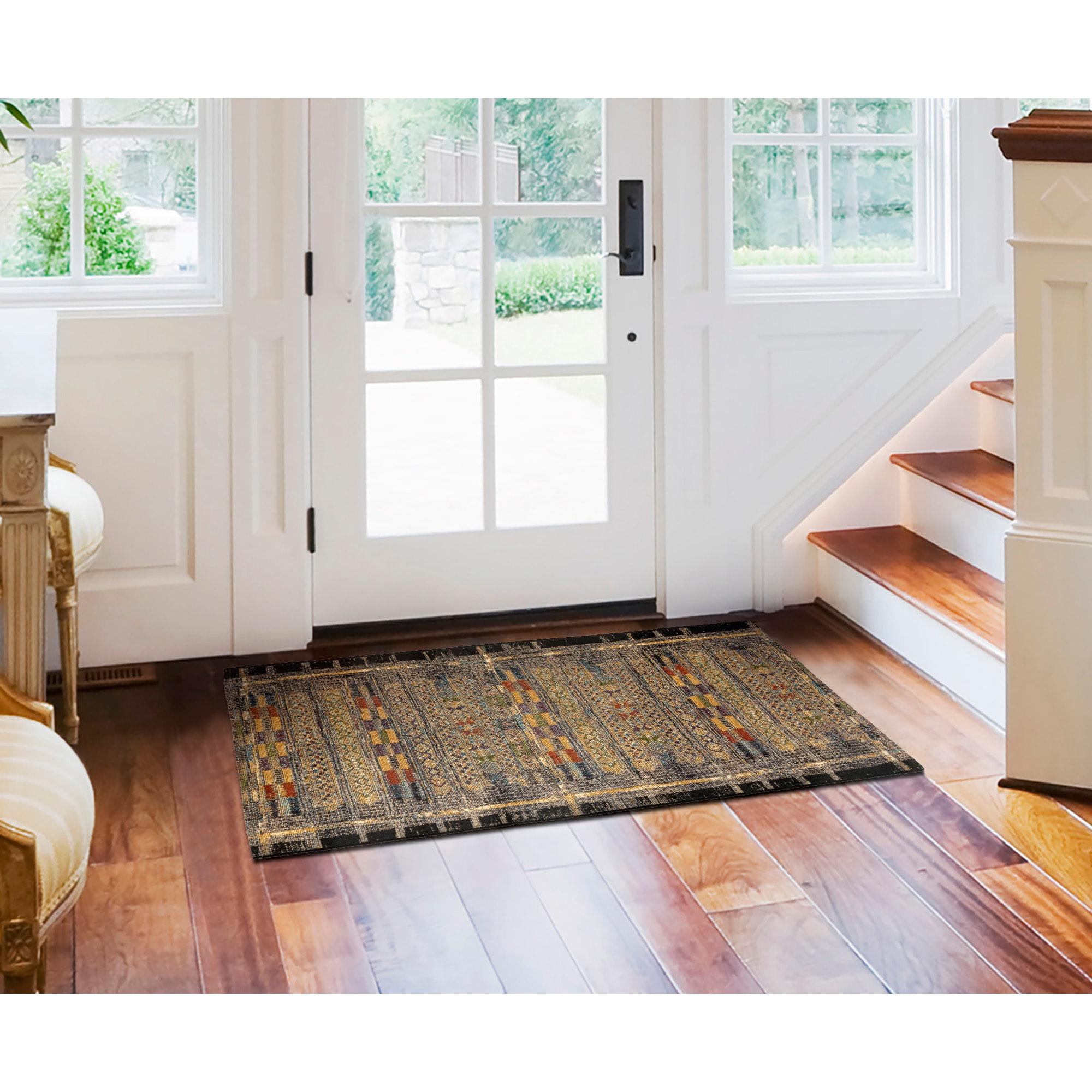 Liora Manne Marina Stripe Indoor/Outdoor Rug Black 2'7" x 4'3"