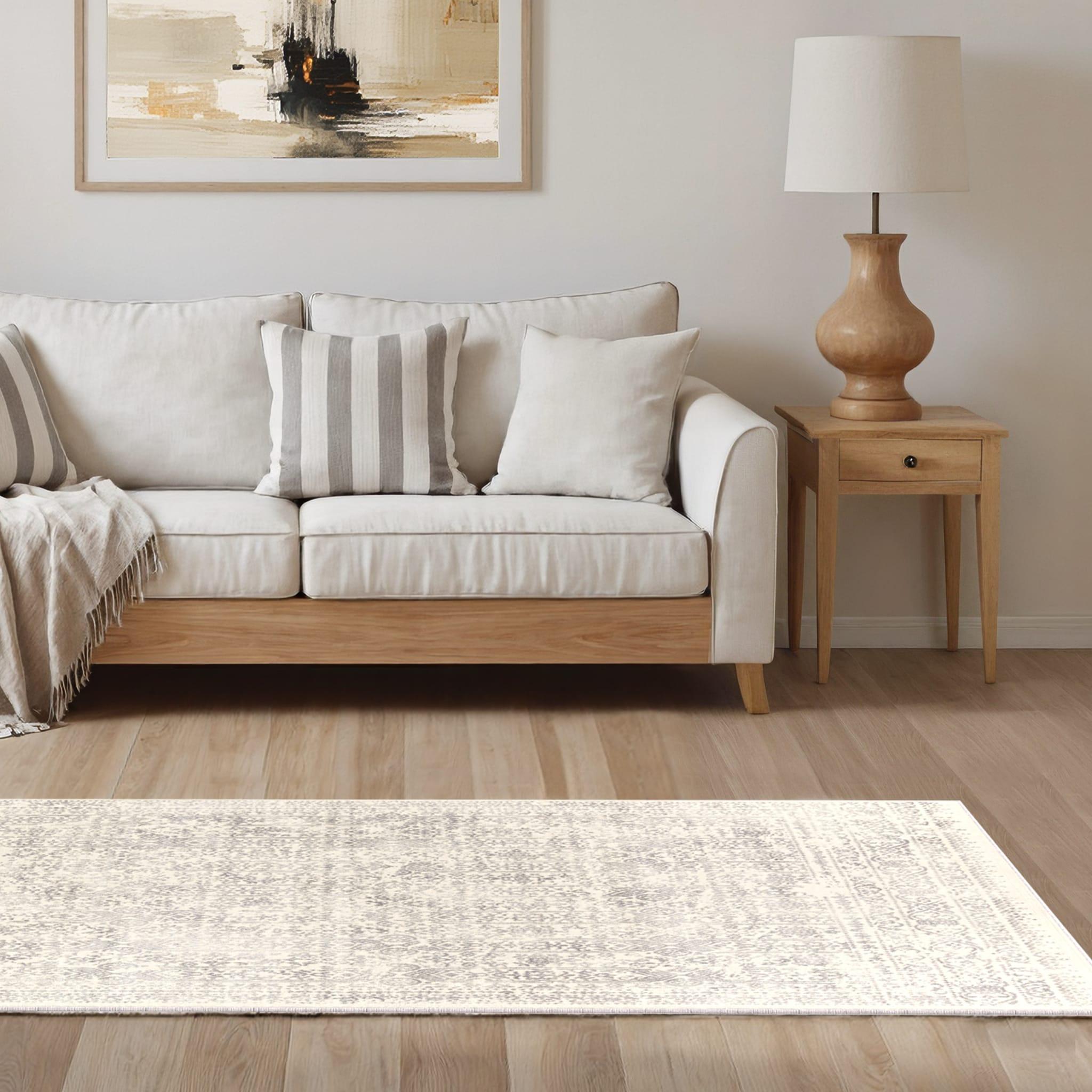 Livabliss Roma 8 x 10 (ft) Synthetic Gray Rectangular Indoor Distressed/Overdyed Vintage Area rug