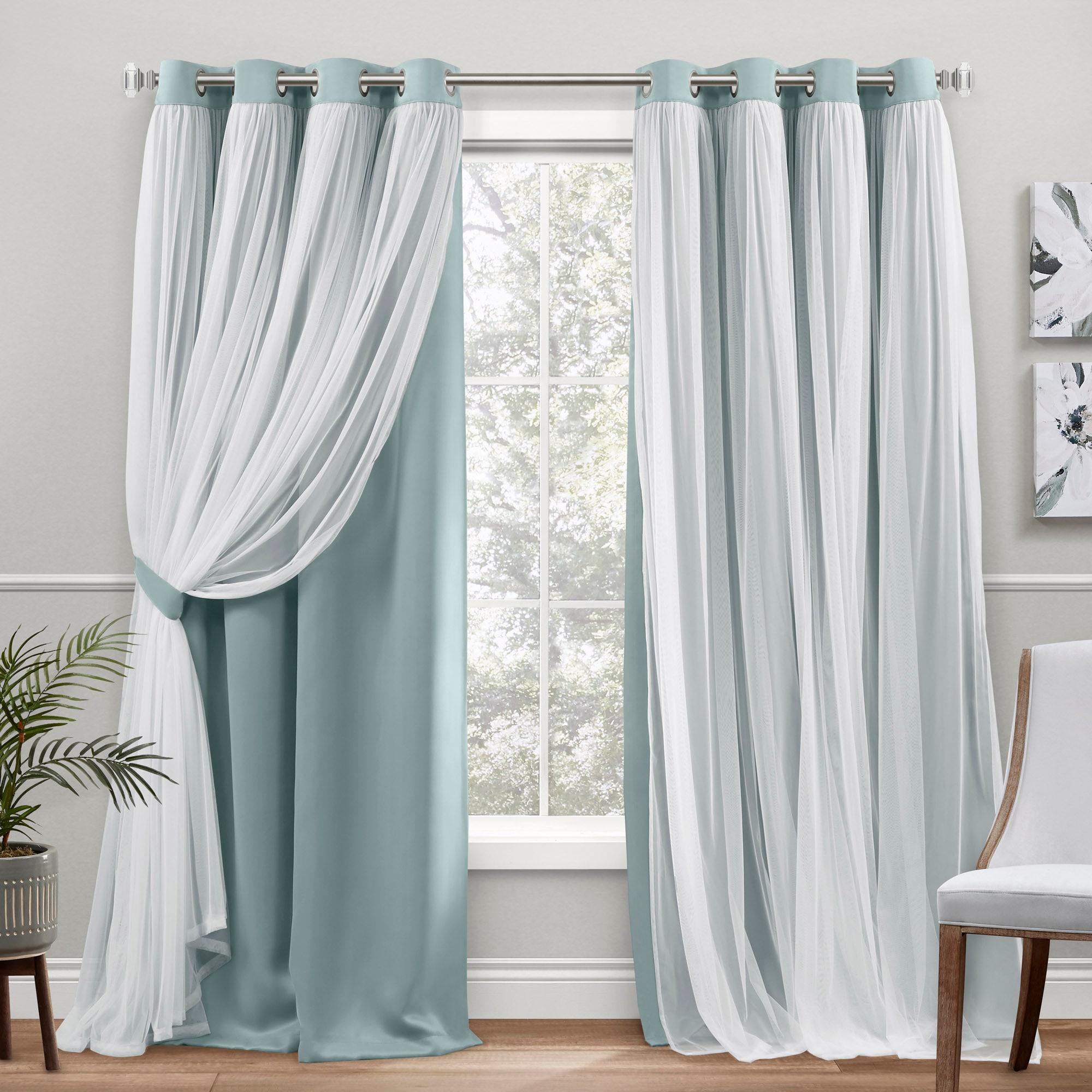 TOWN & COUNTRY LUXE Talia Double Layer Indoor Curtains, Sheer and Room Darkening Blackout, Grommet Top, Energy Efficient, 2-Pack Set, 52"x108", Mint Green
