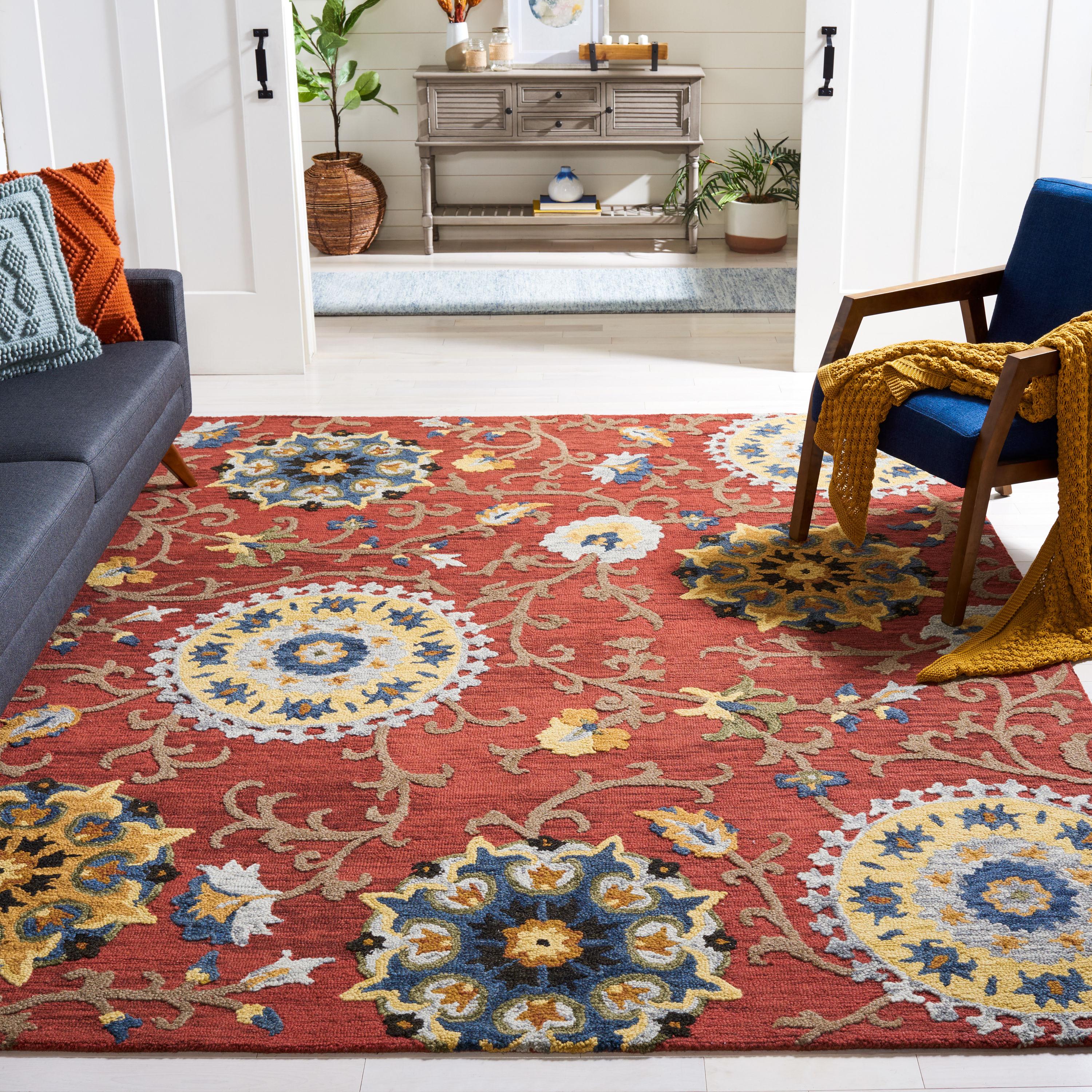 Blossom BLM401 Hand Tufted Area Rug - Red/Multi - 5'x8' - Safavieh.