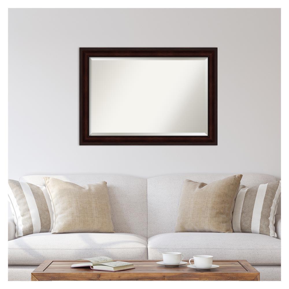 Amanti Art Beveled Bathroom Wall Mirror - Coffee Bean Brown Frame - Coffee Bean Brown Outer Size: 41 x 29 in