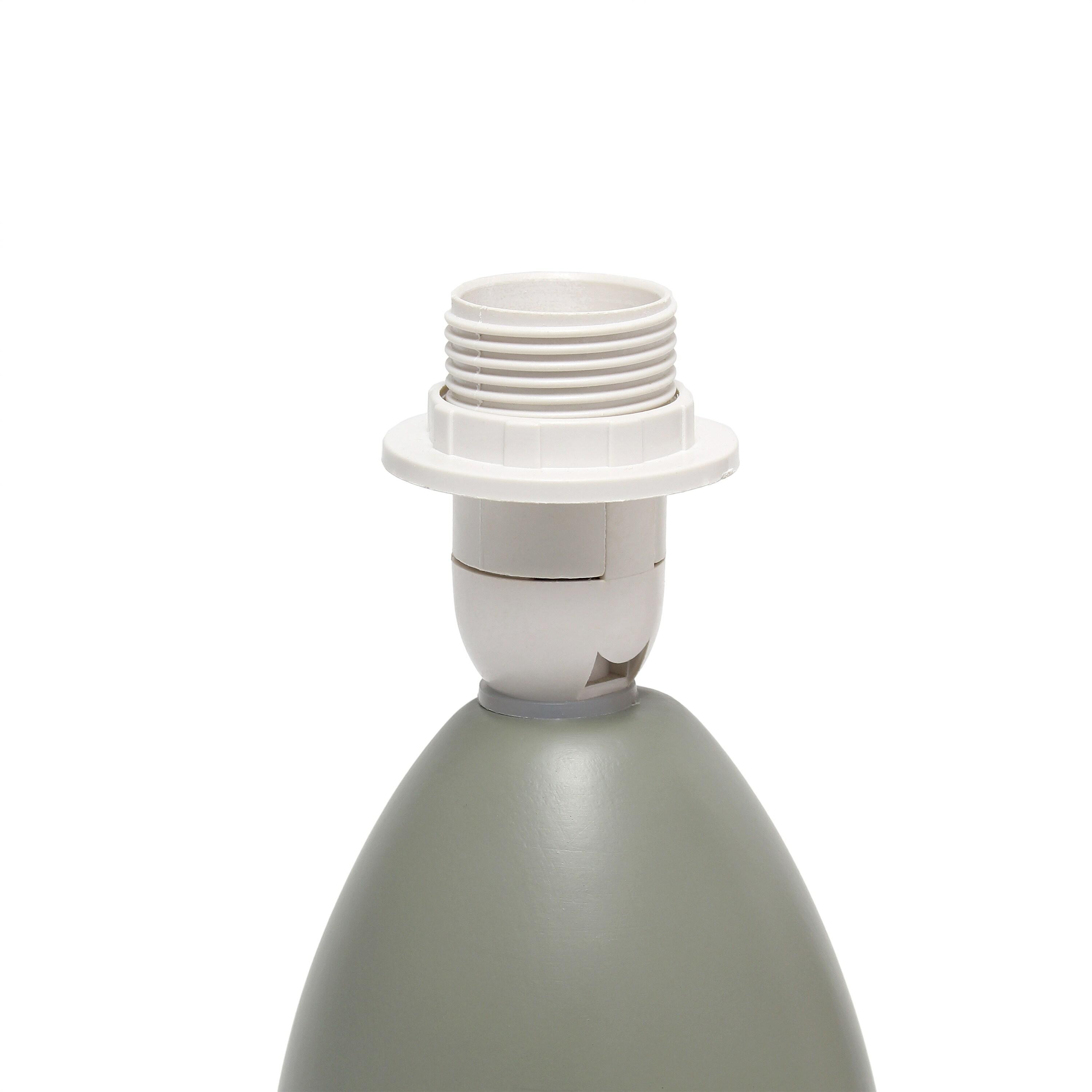 Simple Designs 9.45" Mini Egg Oval Ceramic Table Lamp with Matching Shade (Includes LED Light Bulb) Gray