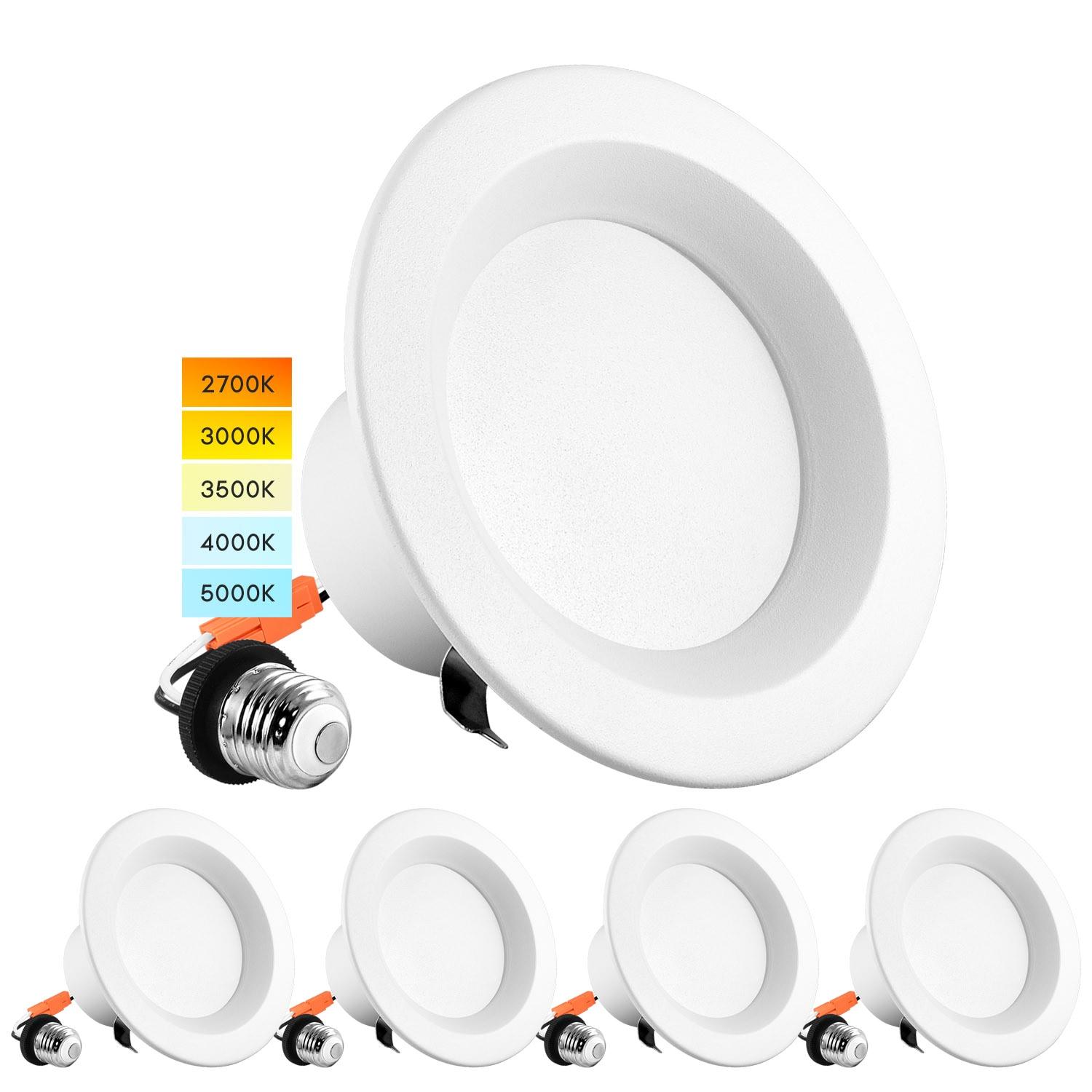 4'' Selectable Color Temperature Dimmable LED Retrofit Recessed Lighting Kit