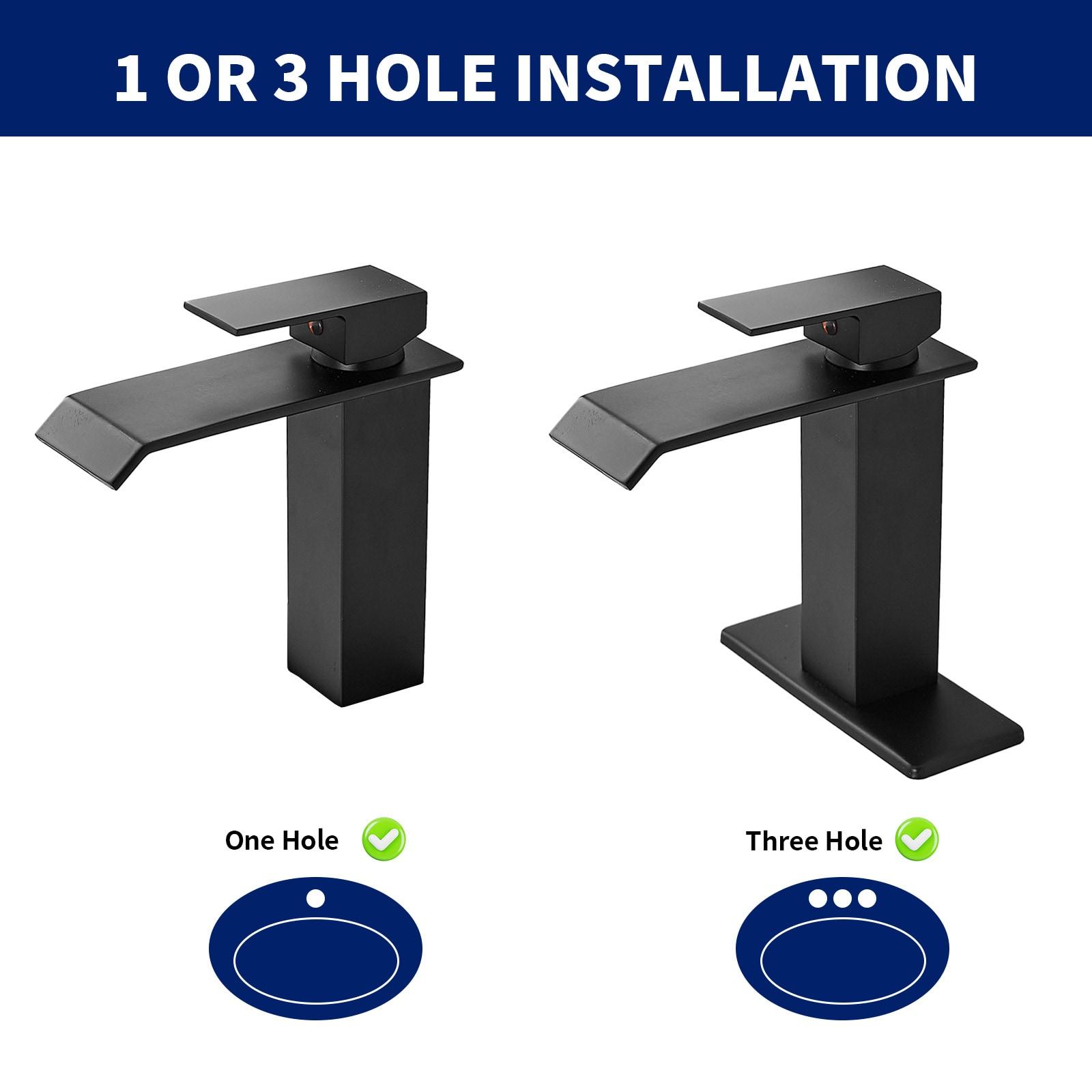 BWE Waterfall Single Hole Single-Handle Bathroom Faucet With Pop-up Drain Assembly