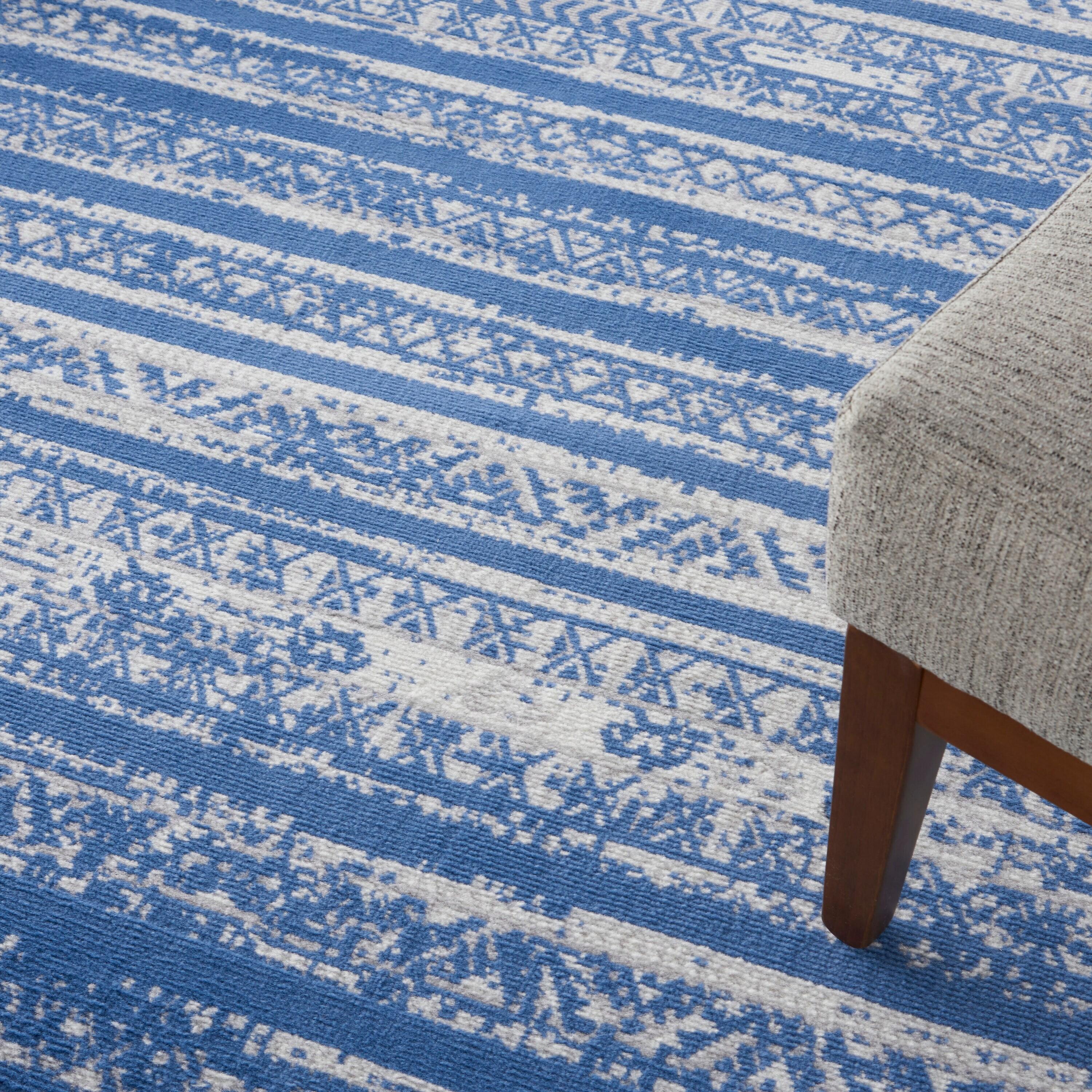 Pleasanton Abstract Blue/Ivory Area Rug